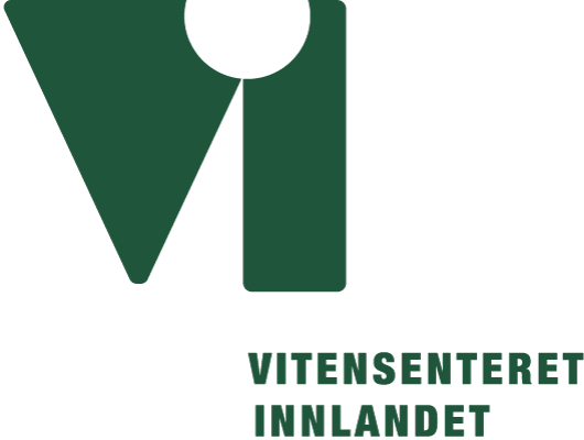 Logo av Vitensenteret Innlandet med grønne bokstaver og symbol.