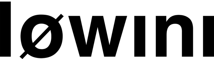 Logo for 'løwini'. Sort skrift.