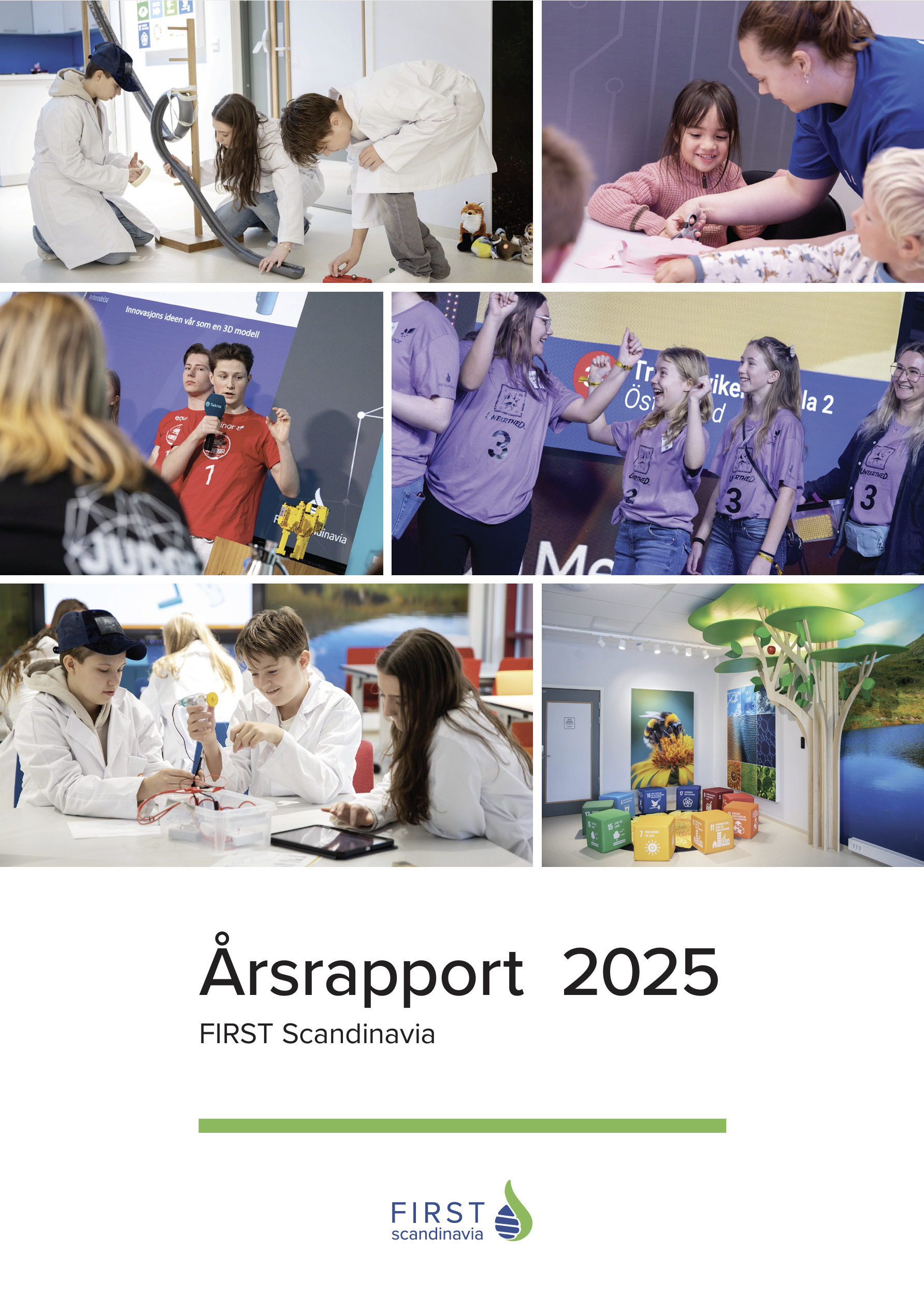 Forsiden av en rapport med tittelen "Årsrapport 2025" fra FIRST Scandinavia.