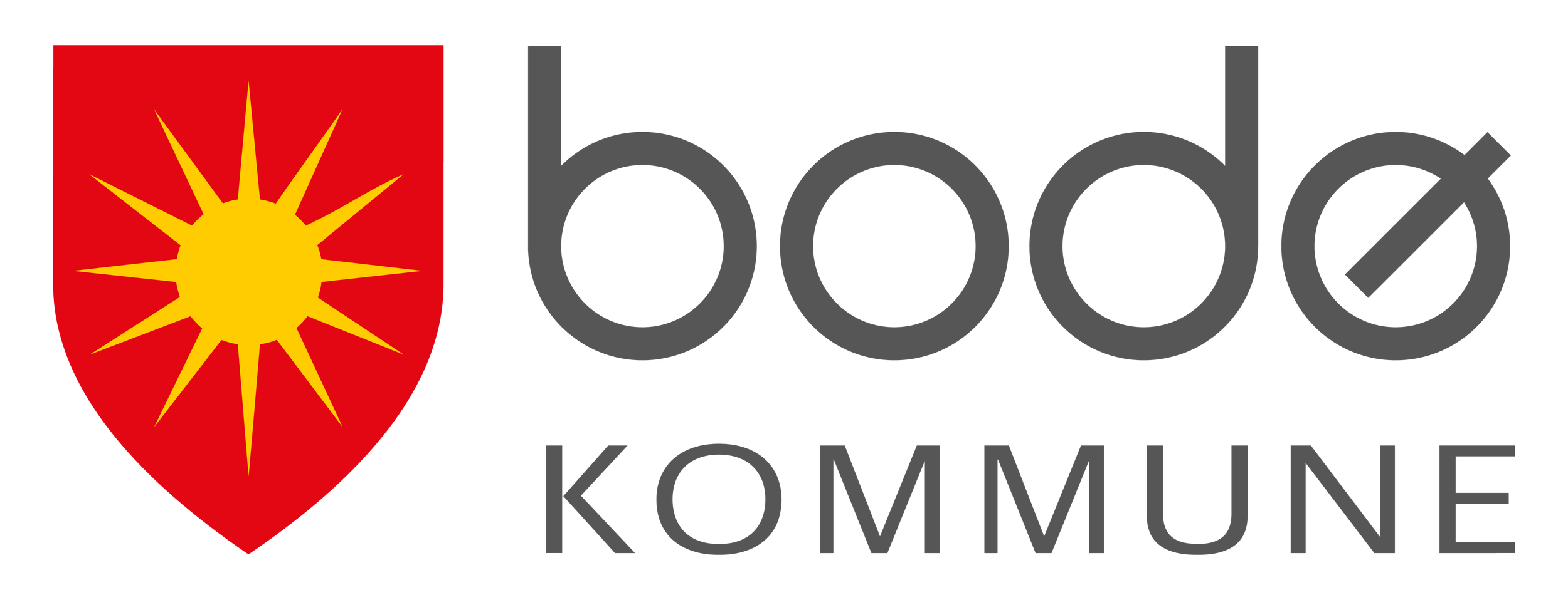 Logo av Bodø kommune med en gul sol på en rød skjold