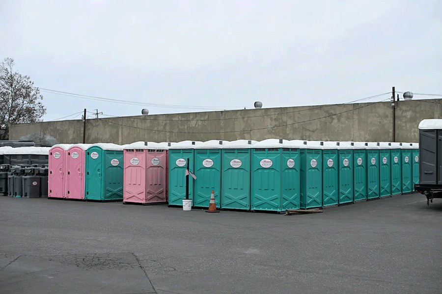 Row of portable toilets