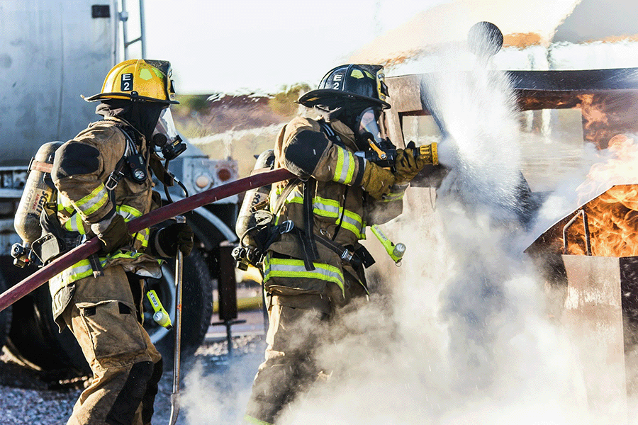 Firefighters at an emergency site
