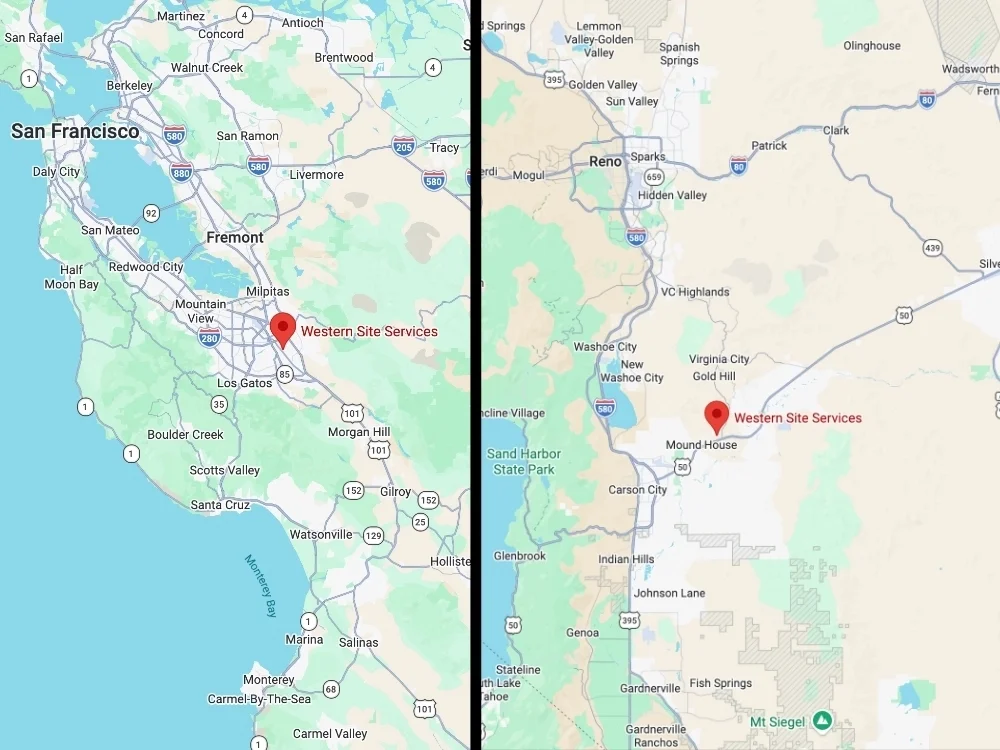 Service Area Map for Western Site Services