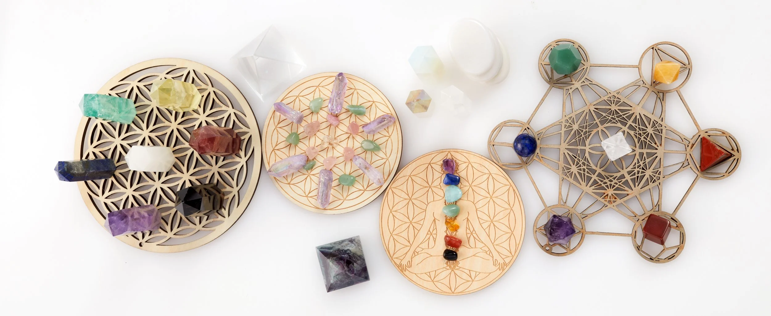A series of crystal grids used in Reiki.