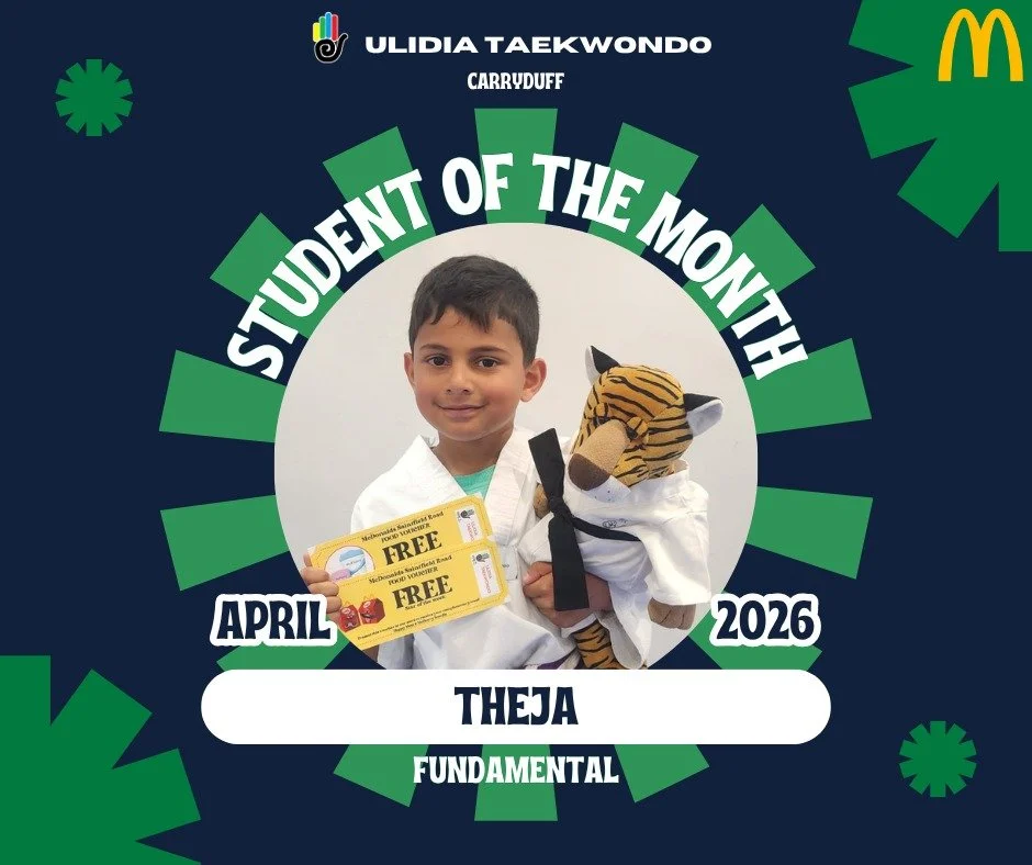 ✨ 𝗦𝘁𝘂𝗱𝗲𝗻𝘁𝘀 𝗢𝗳 𝗧𝗵𝗲 𝗠𝗼𝗻𝘁𝗵! ✨
Congratulations to last month's winners!
Kids - Theja
Juniors - Hannah
 #ulidiataekwondo #taekwondo #martialarts #carryduff #mcdonalds