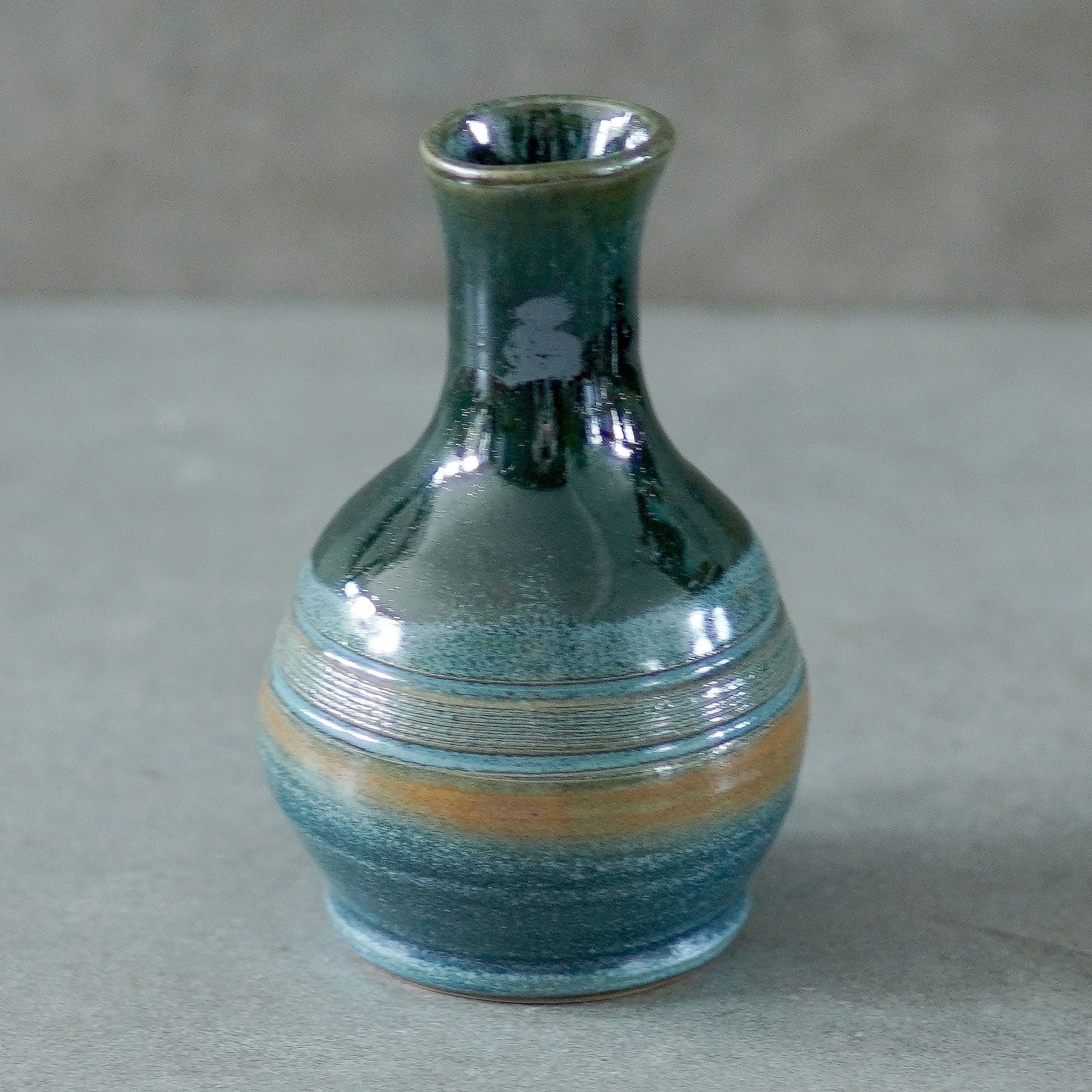 Petite Glazed Banded Bottle Vase
