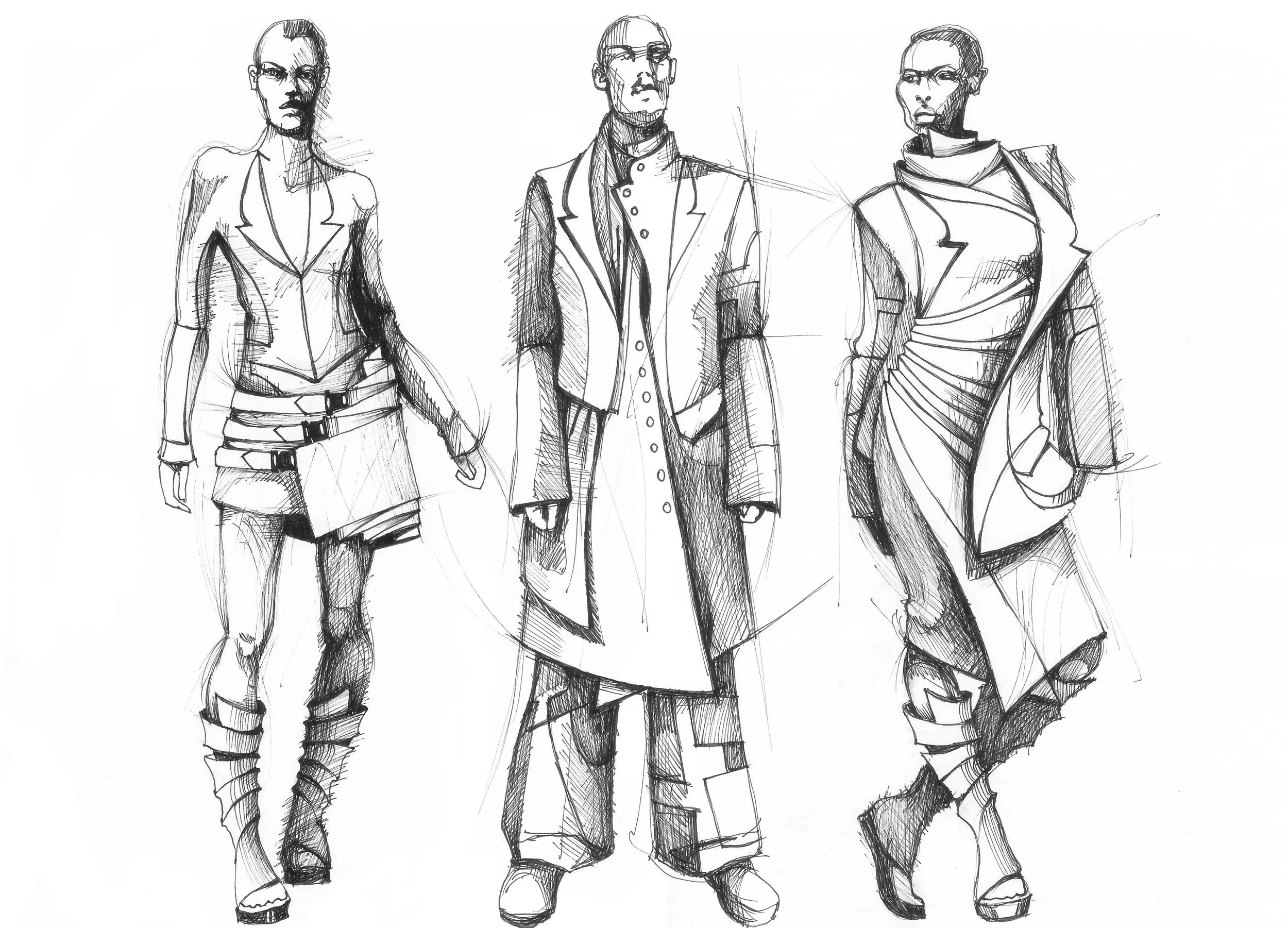 hand sketches fashion silhouettes tryptic.jpg