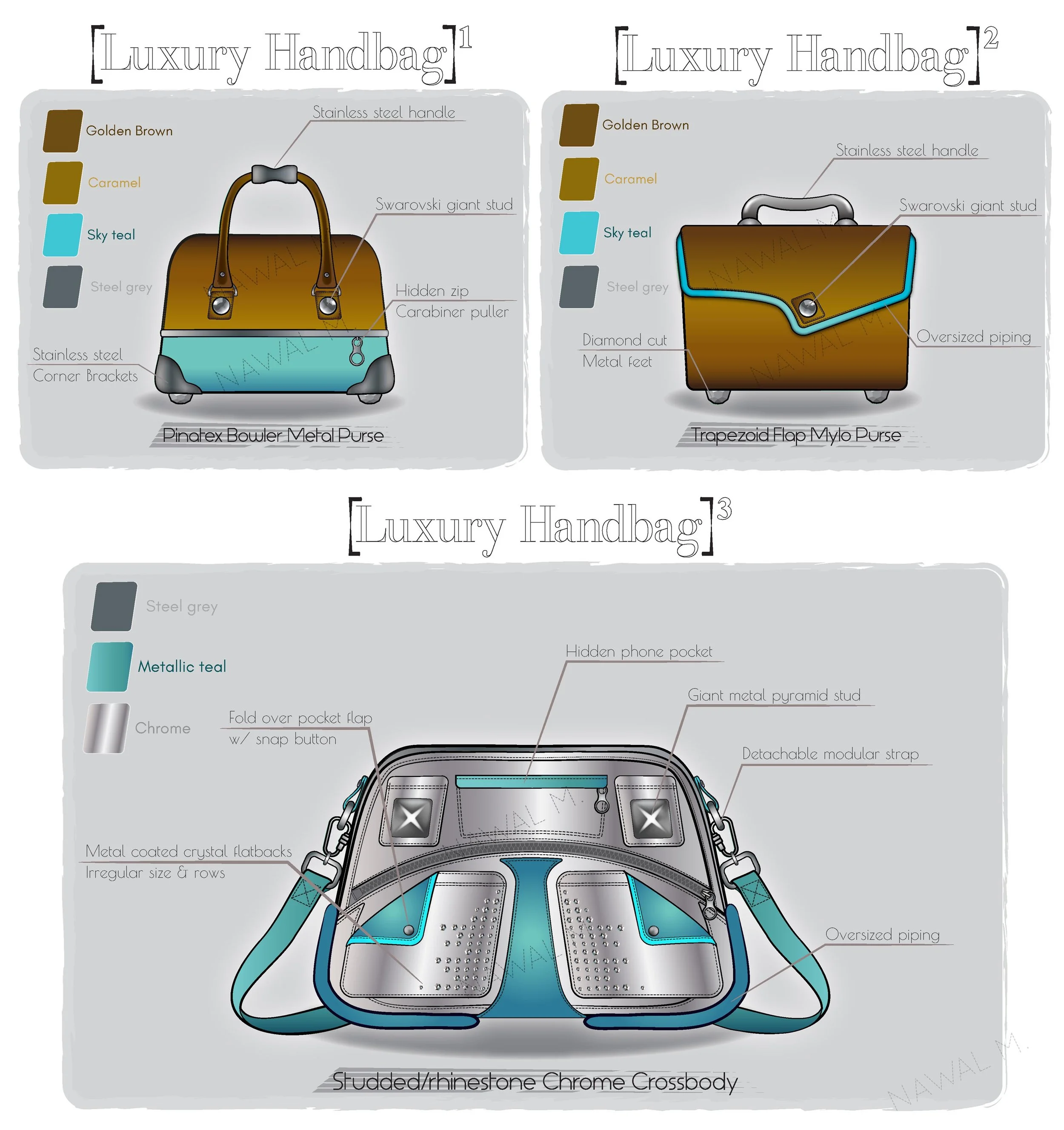 Tech flats range plan luxury  leather bags