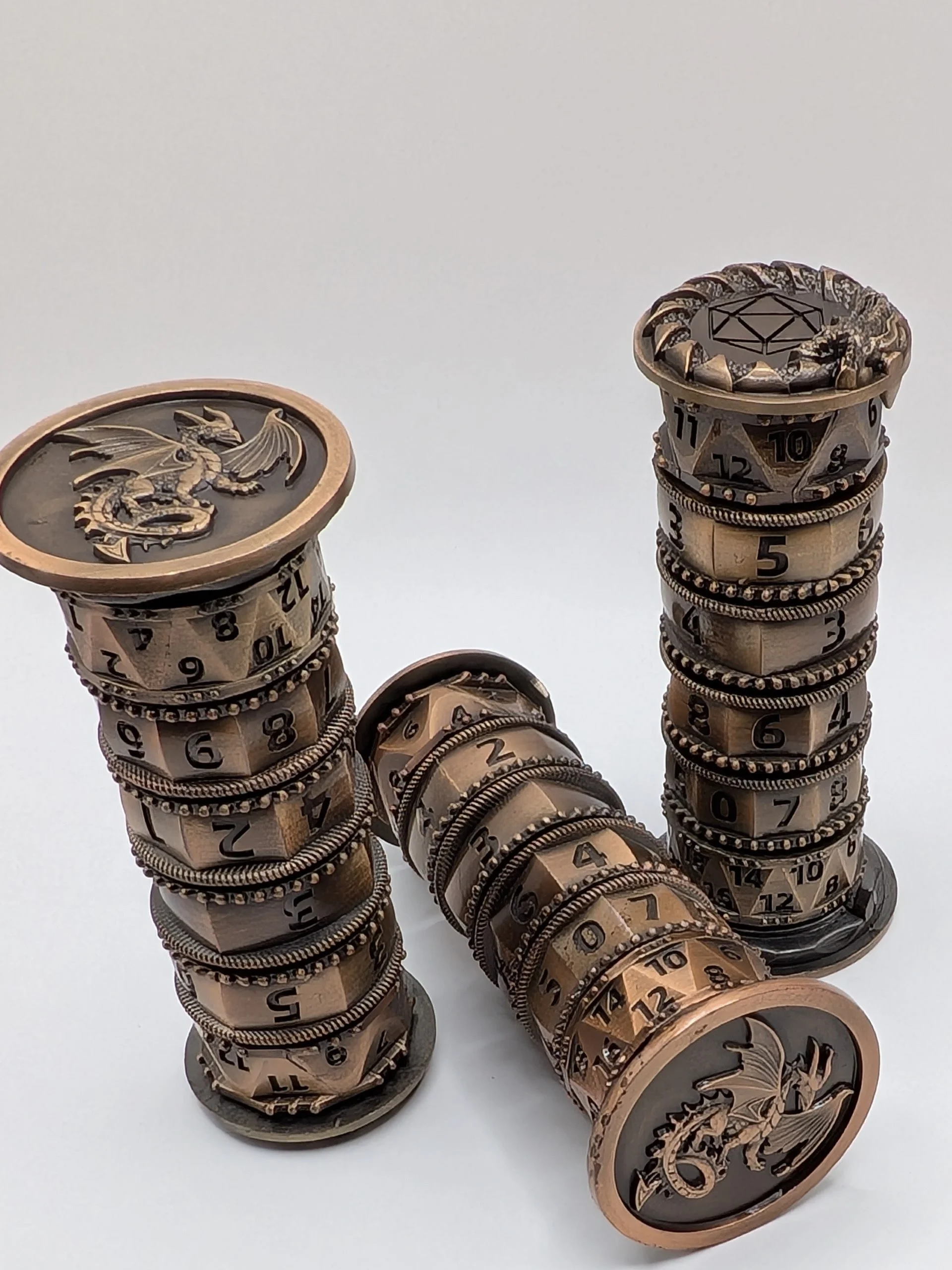 Gold Dragon Metal Tower Dice Spinner