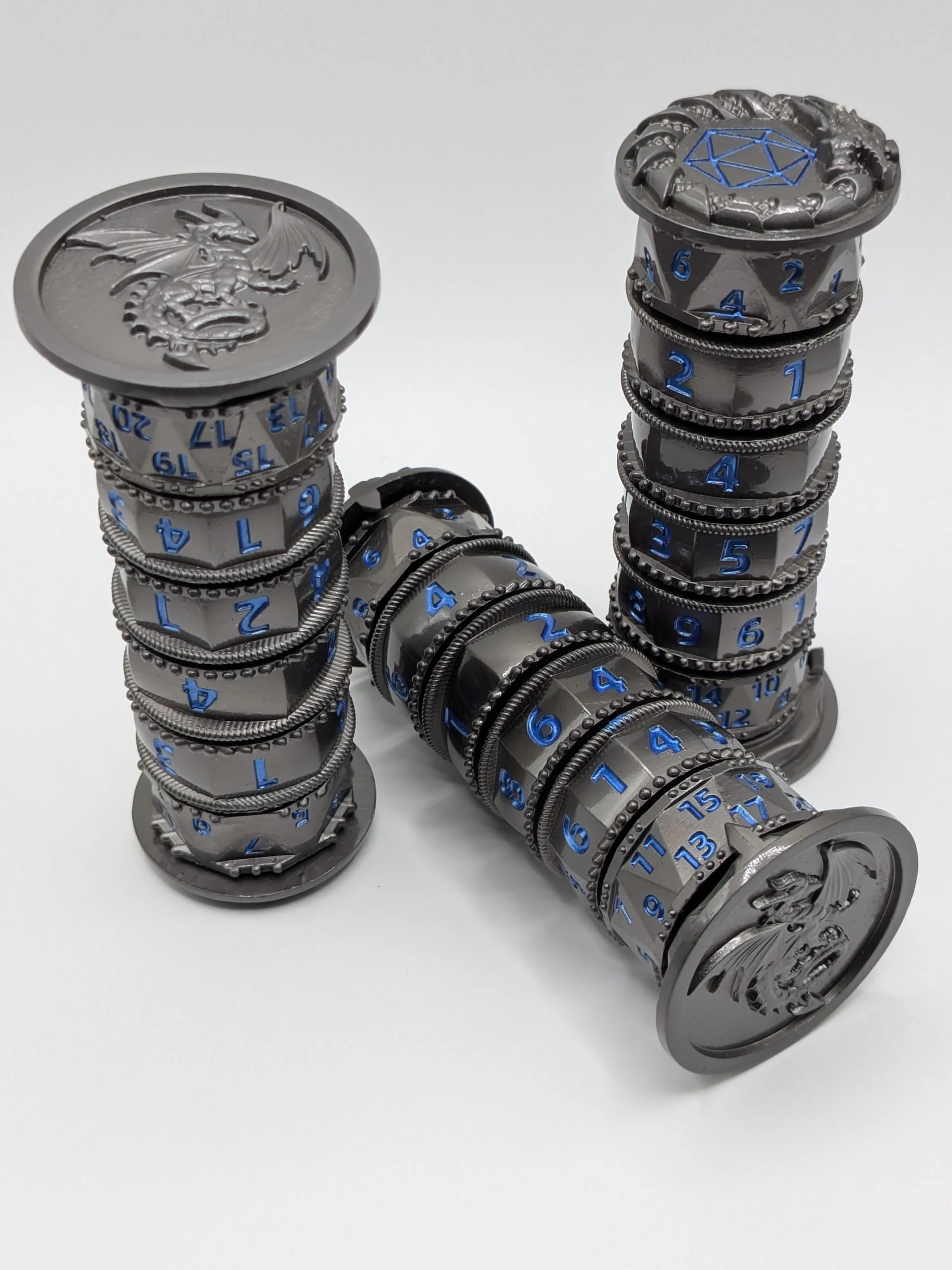 Blue Dragon Metal Tower Dice Spinner