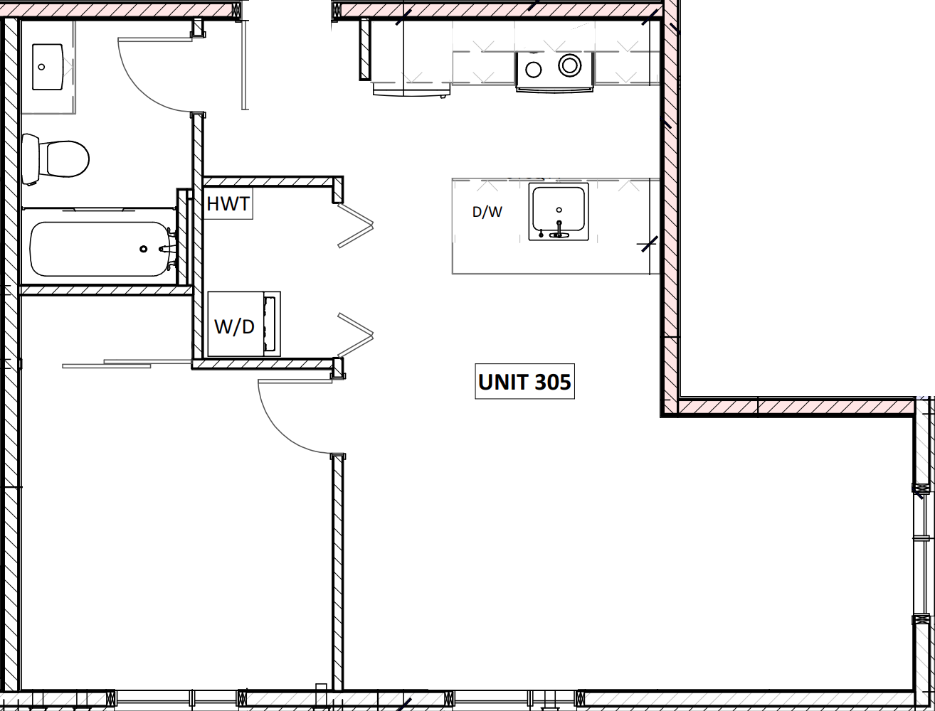 Unit 305 - 1 Bedroom - 550 Square Feet