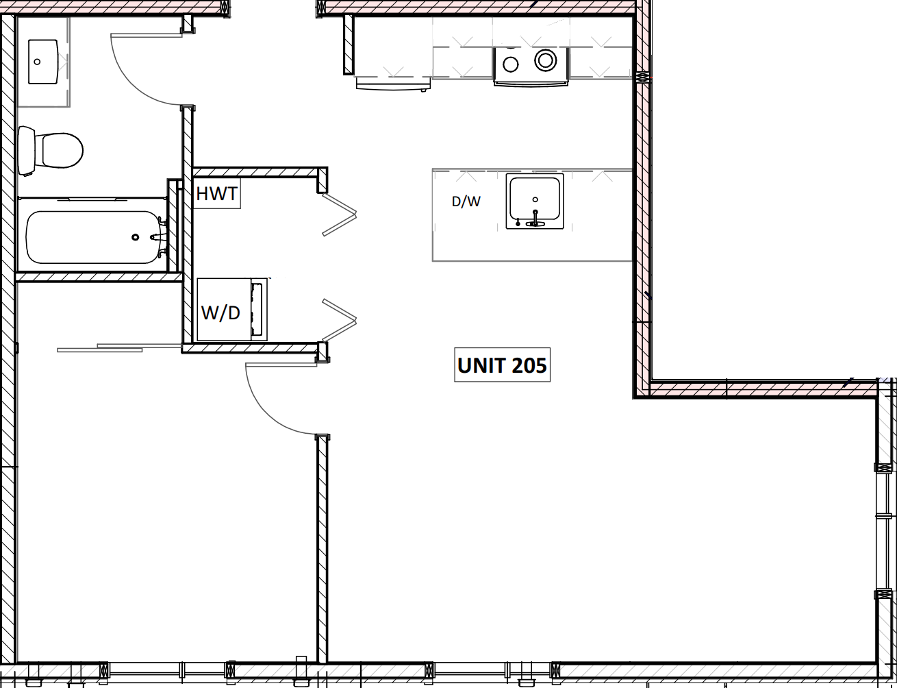 Unit 205 - 1 Bedroom - 515 Square Feet