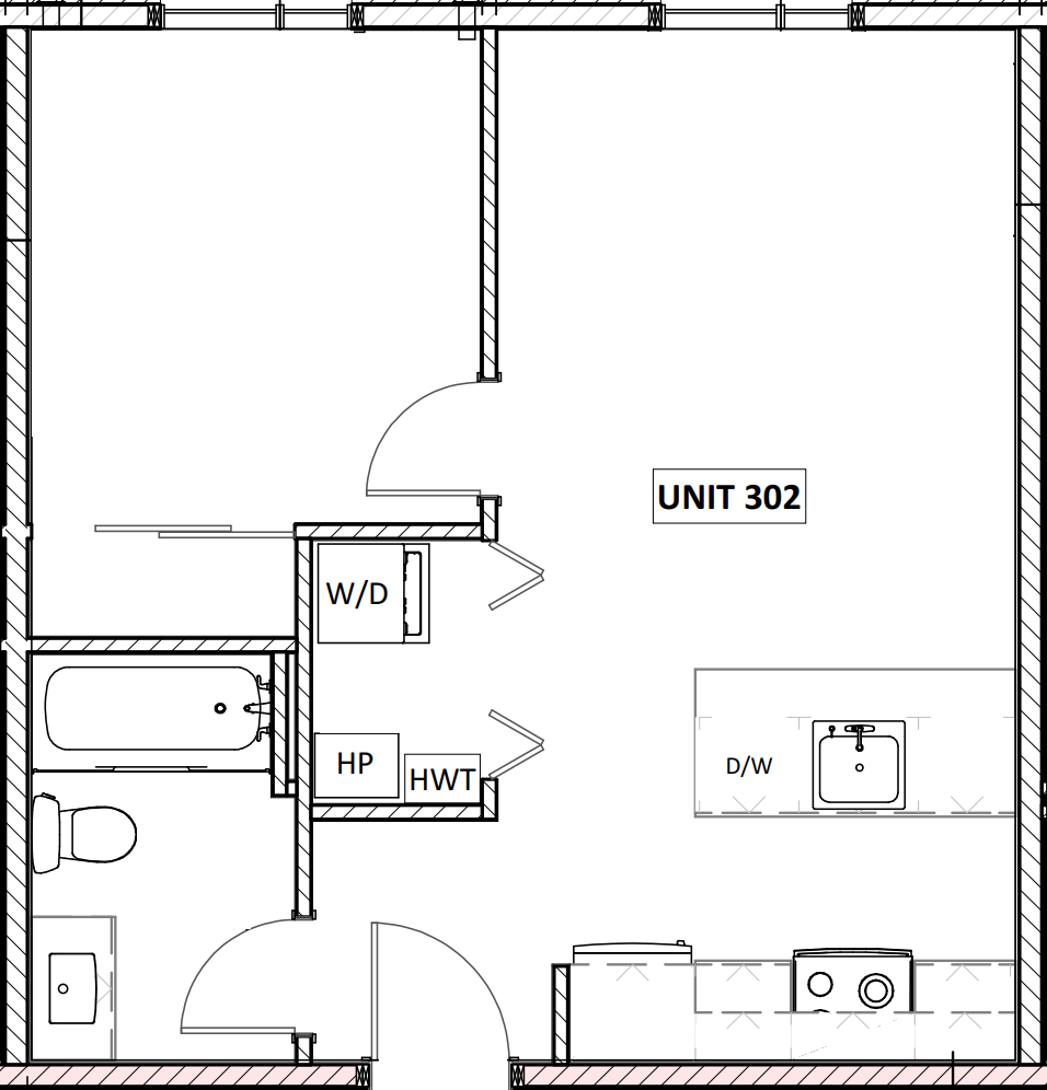 Unit 302 - 1 Bedroom - 505 Square Feet