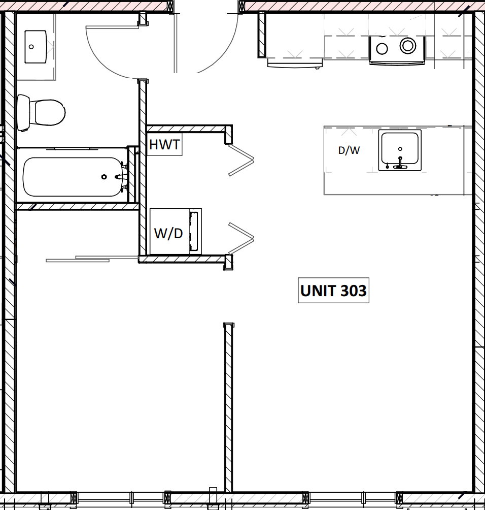 Unit 303 - 1 Bedroom - 525 Square Feet