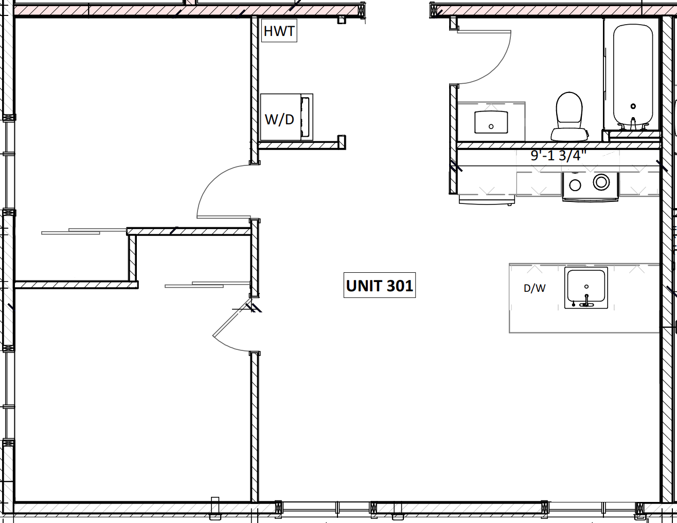 Unit 301 - 2 Bedroom - 600 Square Feet