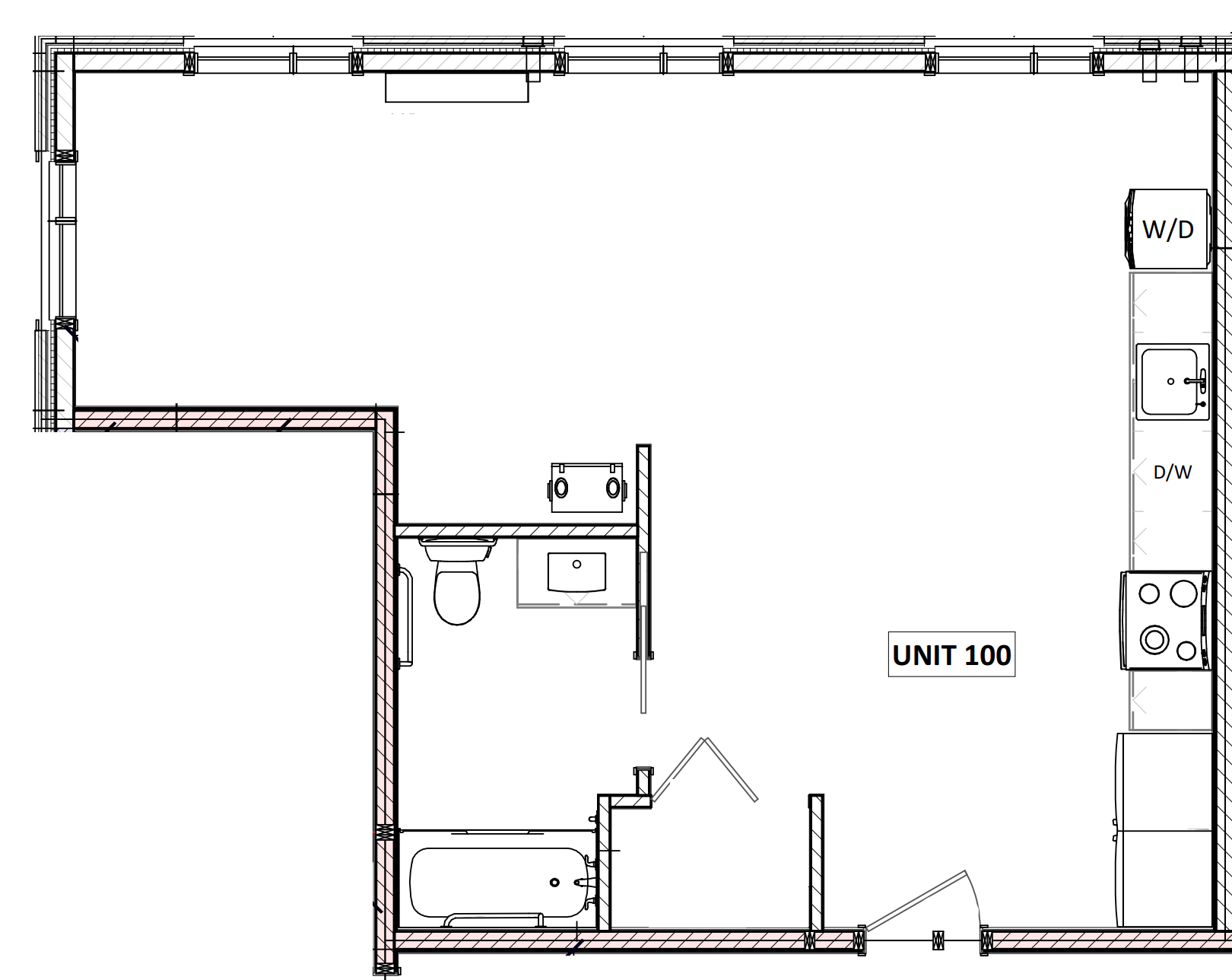Unit 100 - Bachelor - 505 Square Feet
