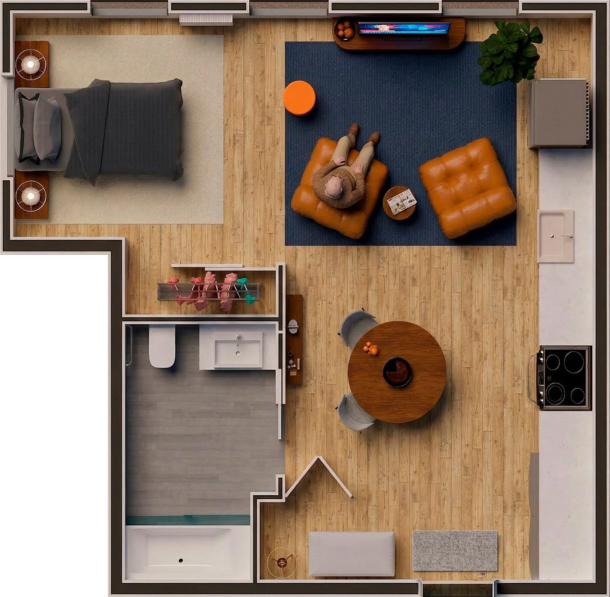 Open Loft Style - 450-515 Square Feet