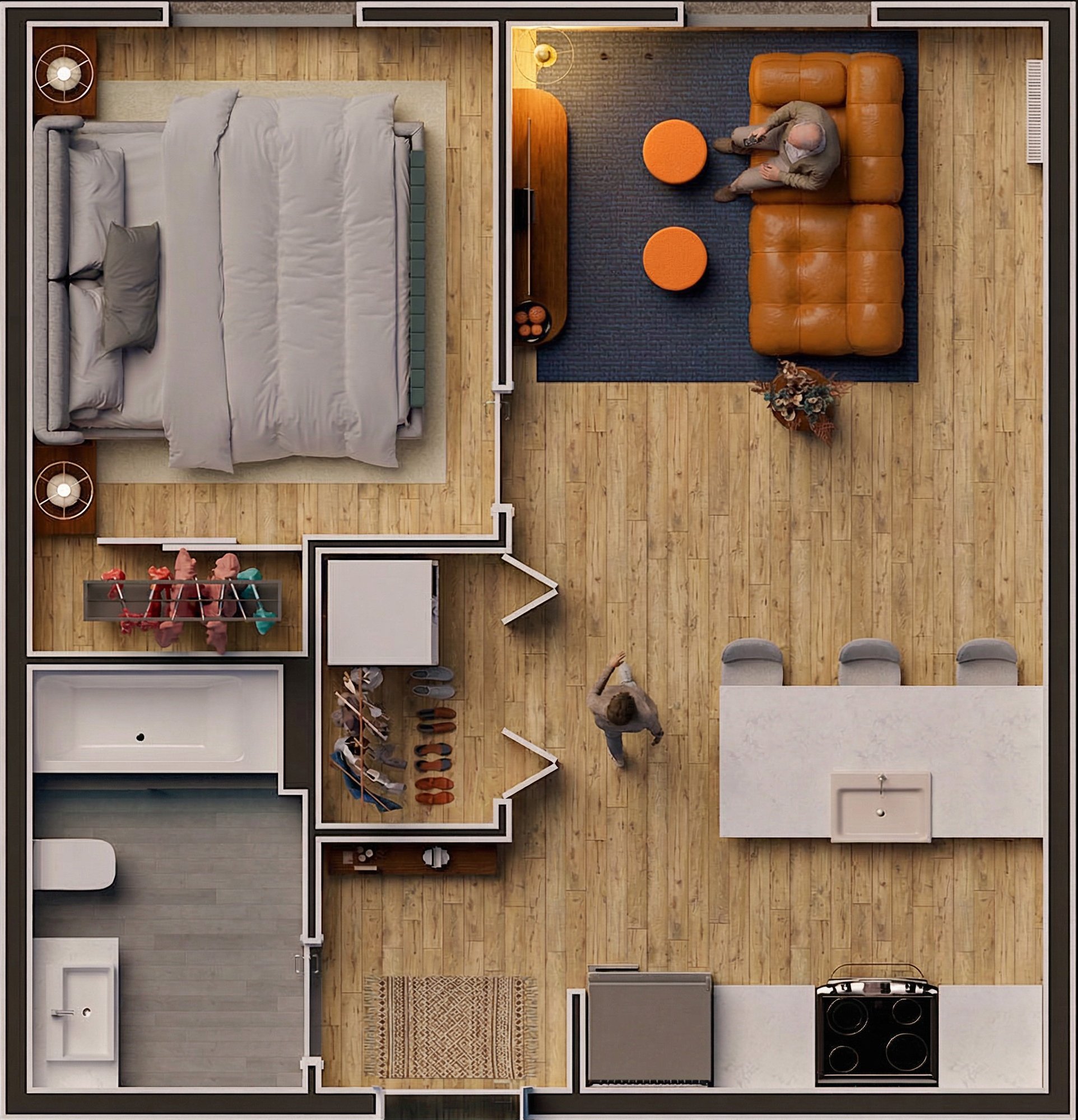 Single Bedroom Layouts - 450-580 Square Feet