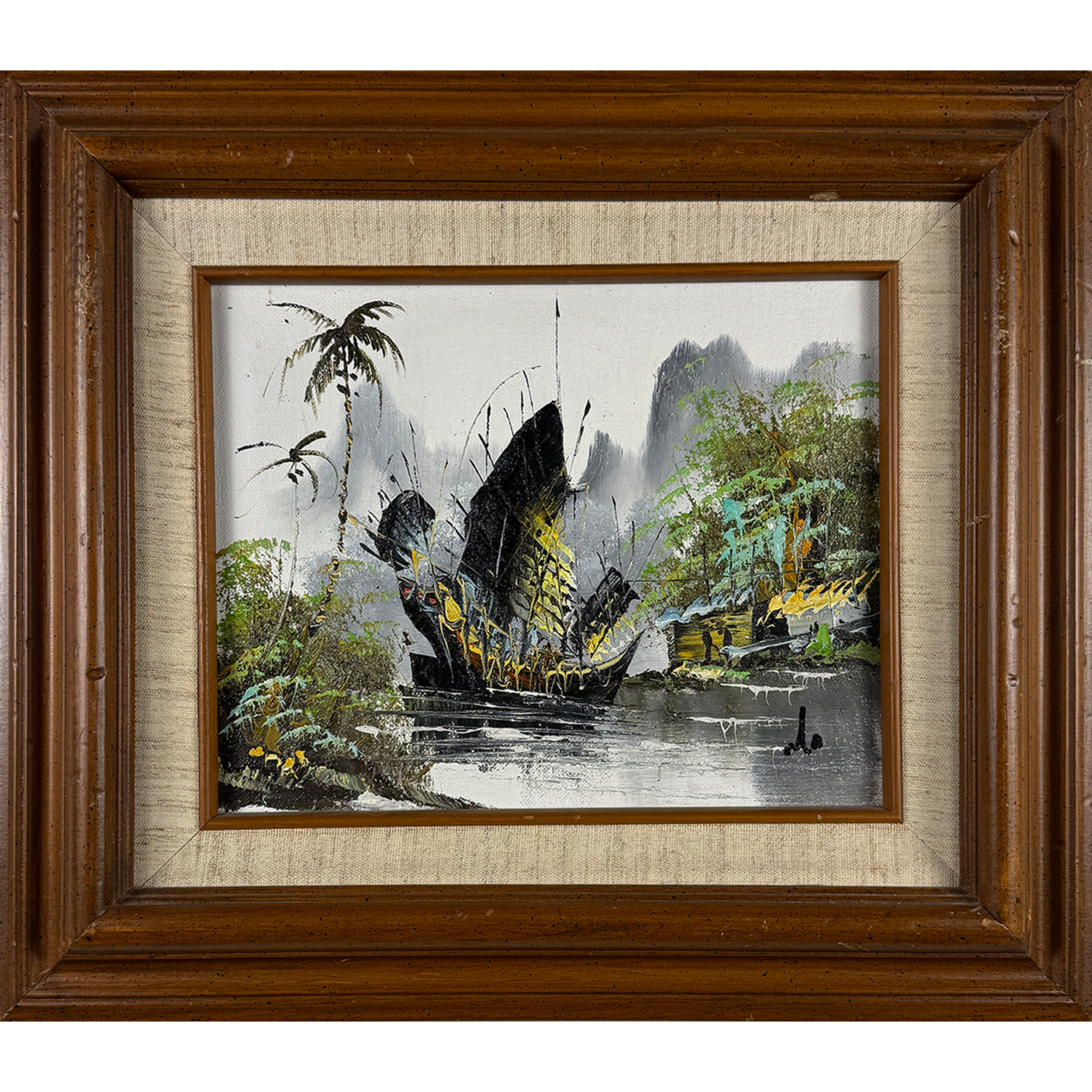 Boat in Harbor 13.5"w x 15.5"h