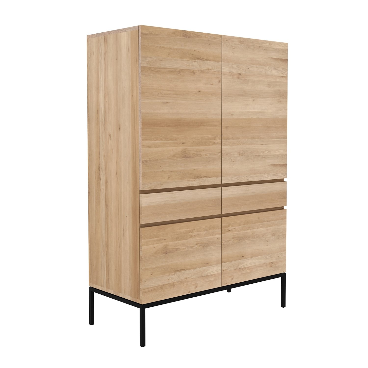 TGE-051117 Oak Ligna storage cupboard - 4 opening doors 2 drawers - Black metal legs 110x50x162_p_high.jpg