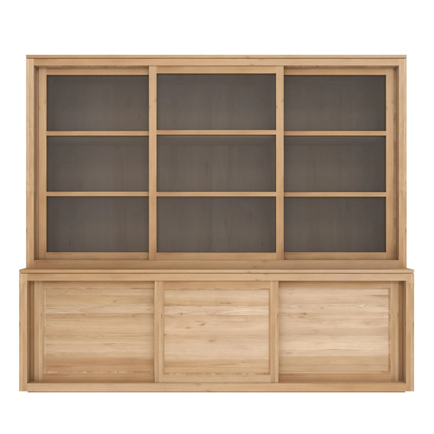 1051165-Ethnicraft-Eiche-Schrank-Sideboard-mit-Aufsatz-3-Glasschiebetüren-250x38x140_01.jpg