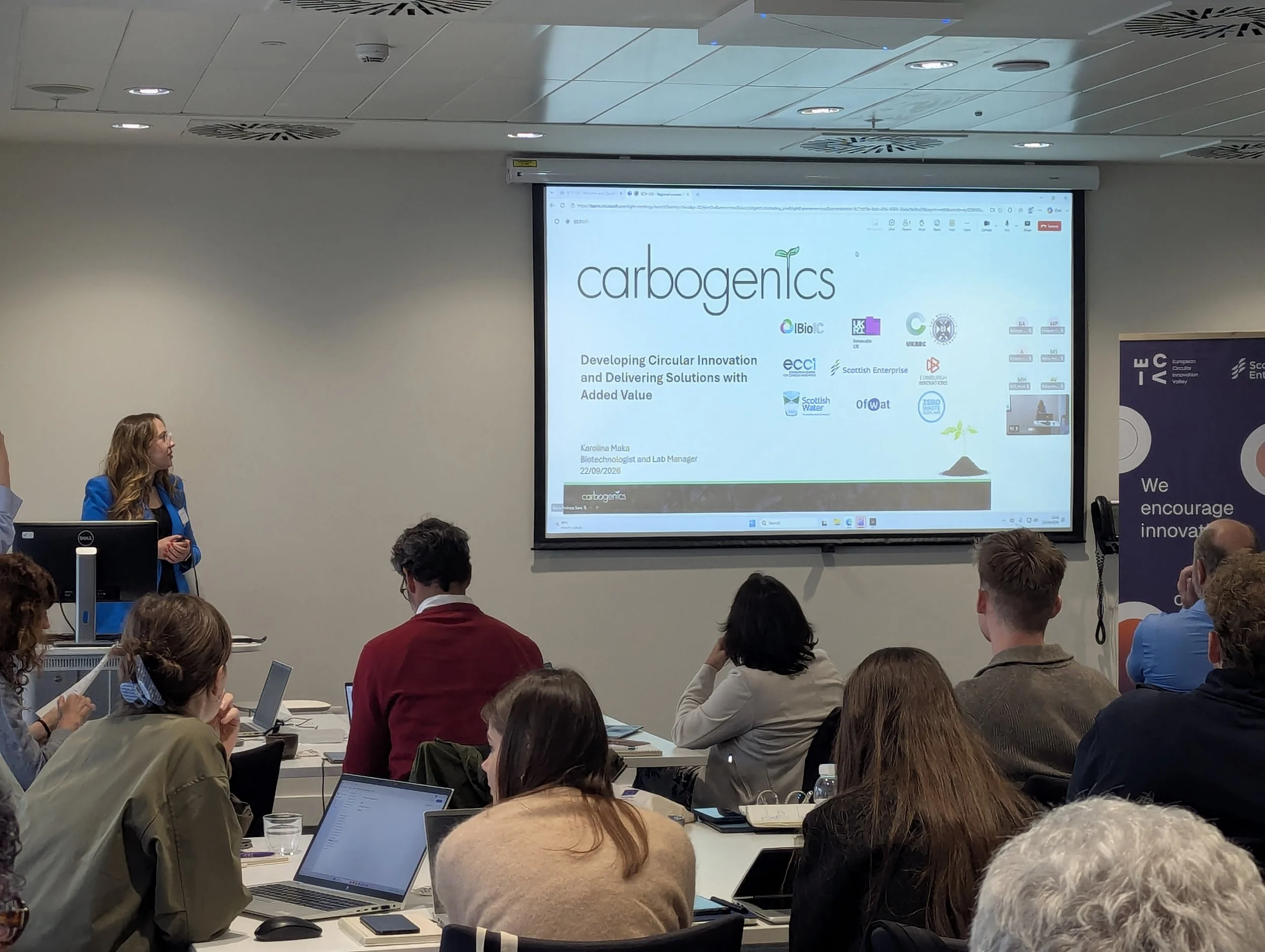 Carbogenics giving a talk at the ECIV consortium meeting