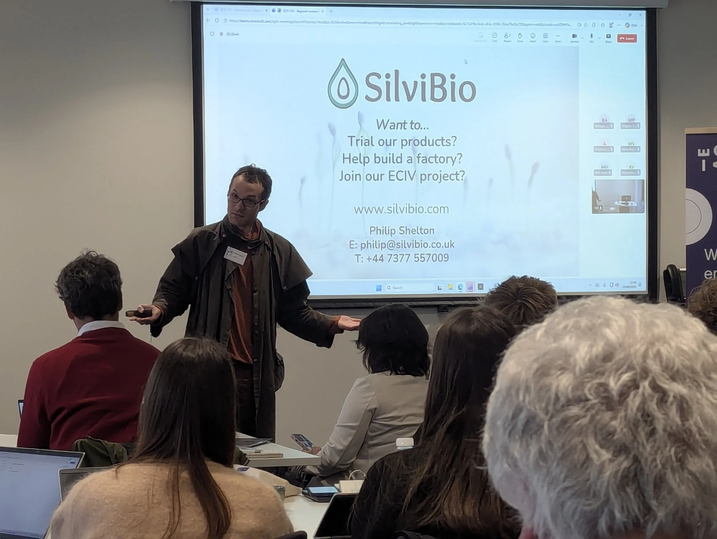 Silvobio giving their talk at the ECIV consortium meeting