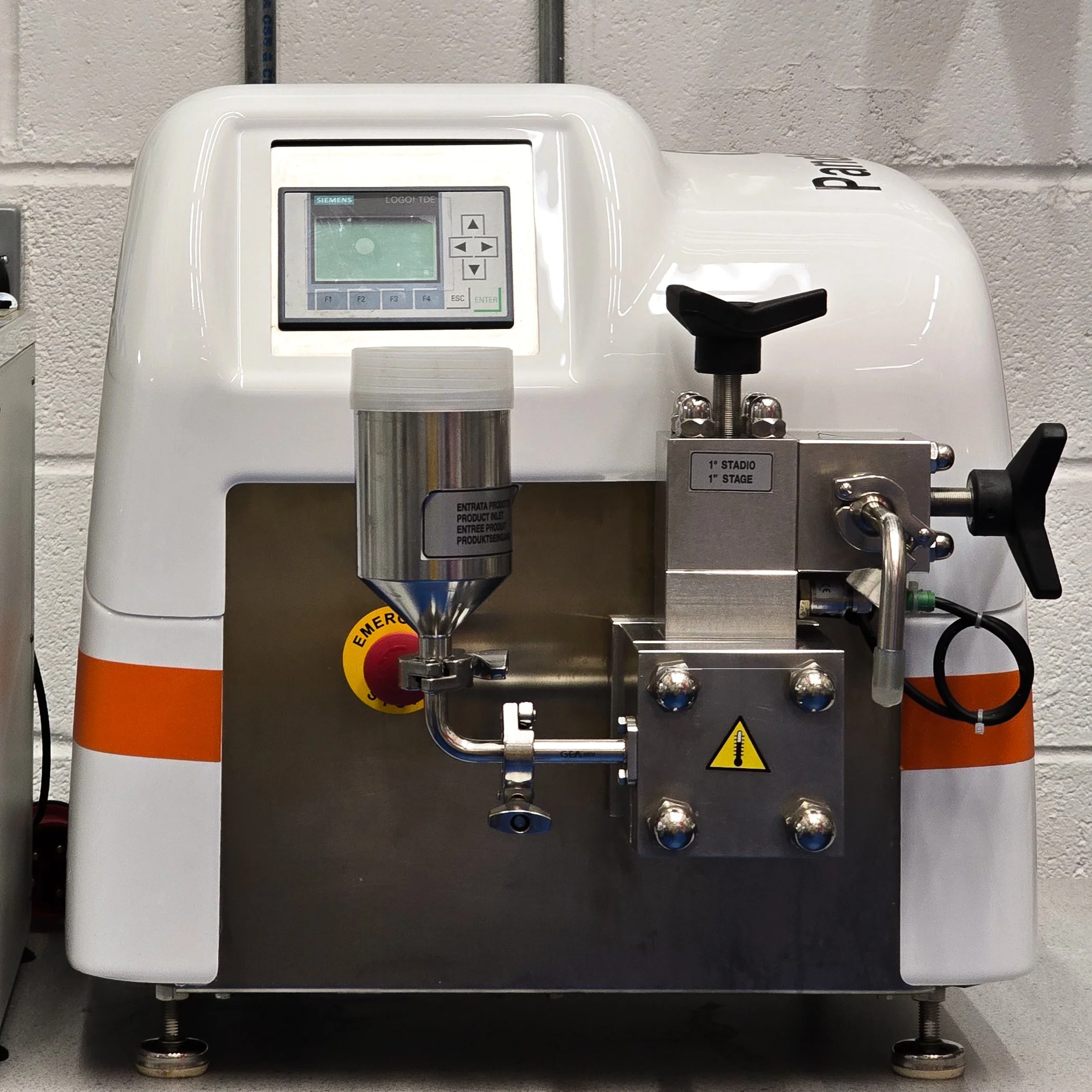 High-pressure homogeniser used for cell disruption and sample processing in biotechnology and bioprocessing laboratories.