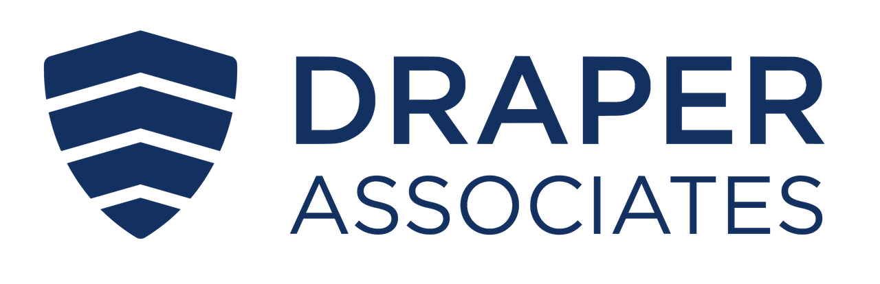 Draper Associates logo with a shield emblem to the left and the words 'Draper Associates' to the right in blue.