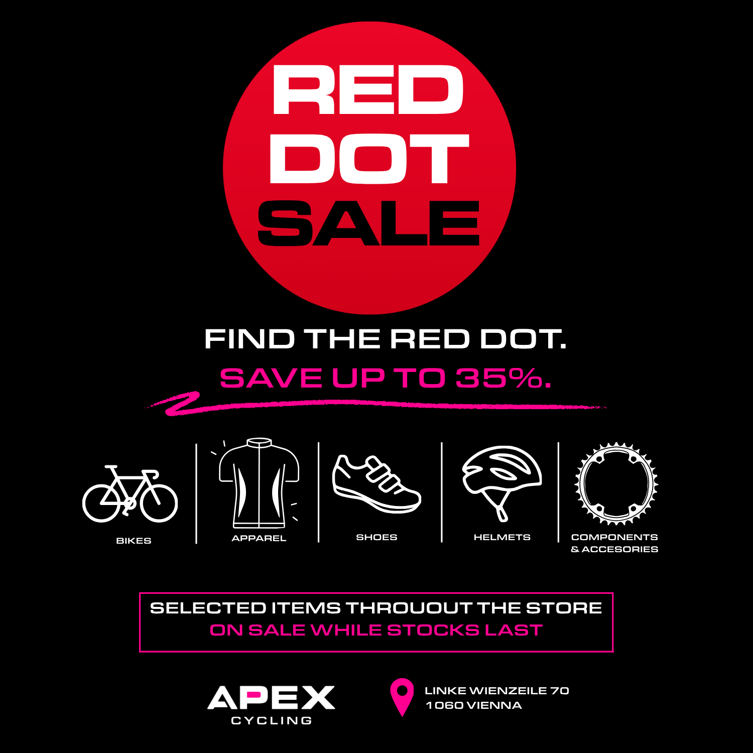 🔴 RED DOT SALE bei APEX Cycling am Naschmarkt