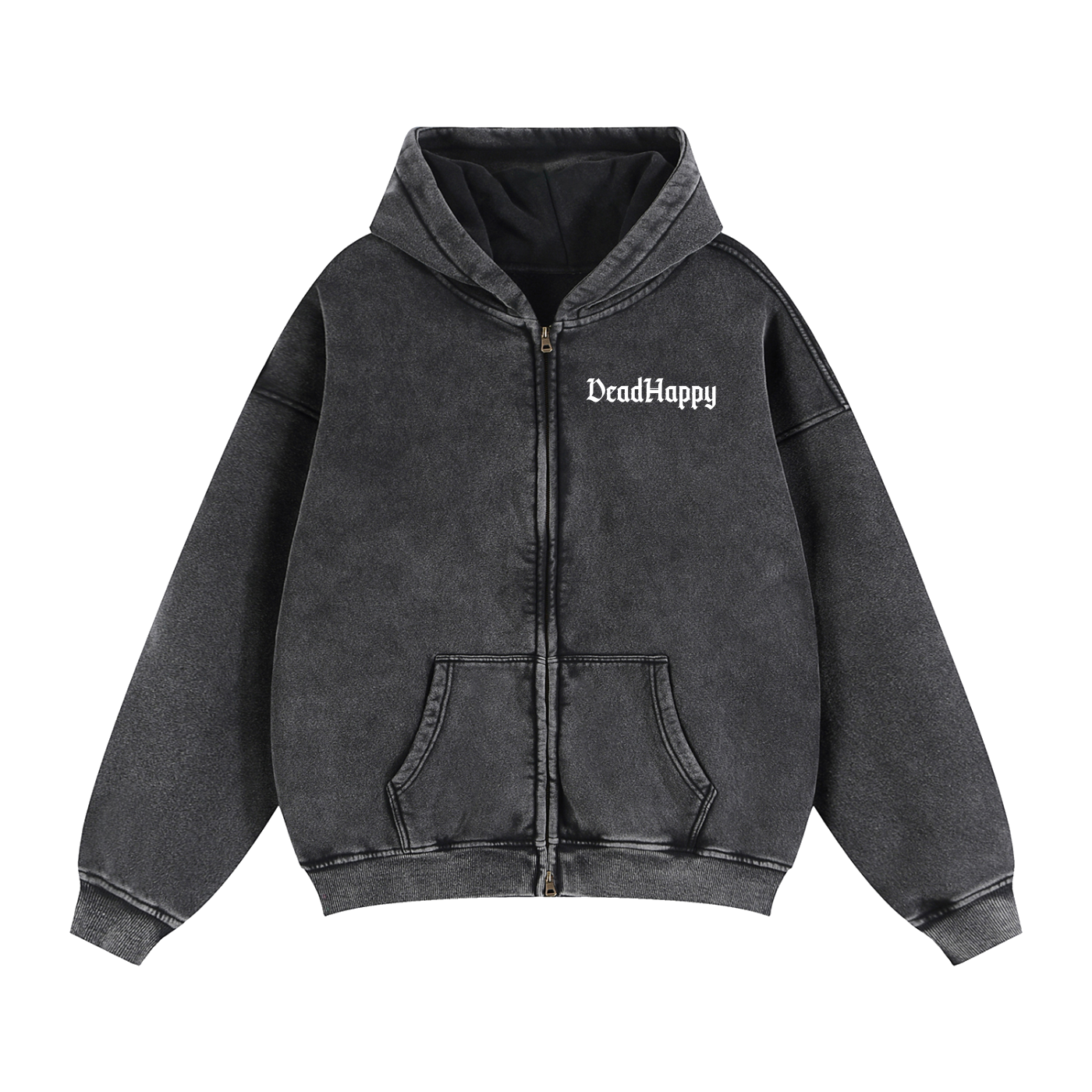 DHW-05//Distressed Wordmark Zip Jacket