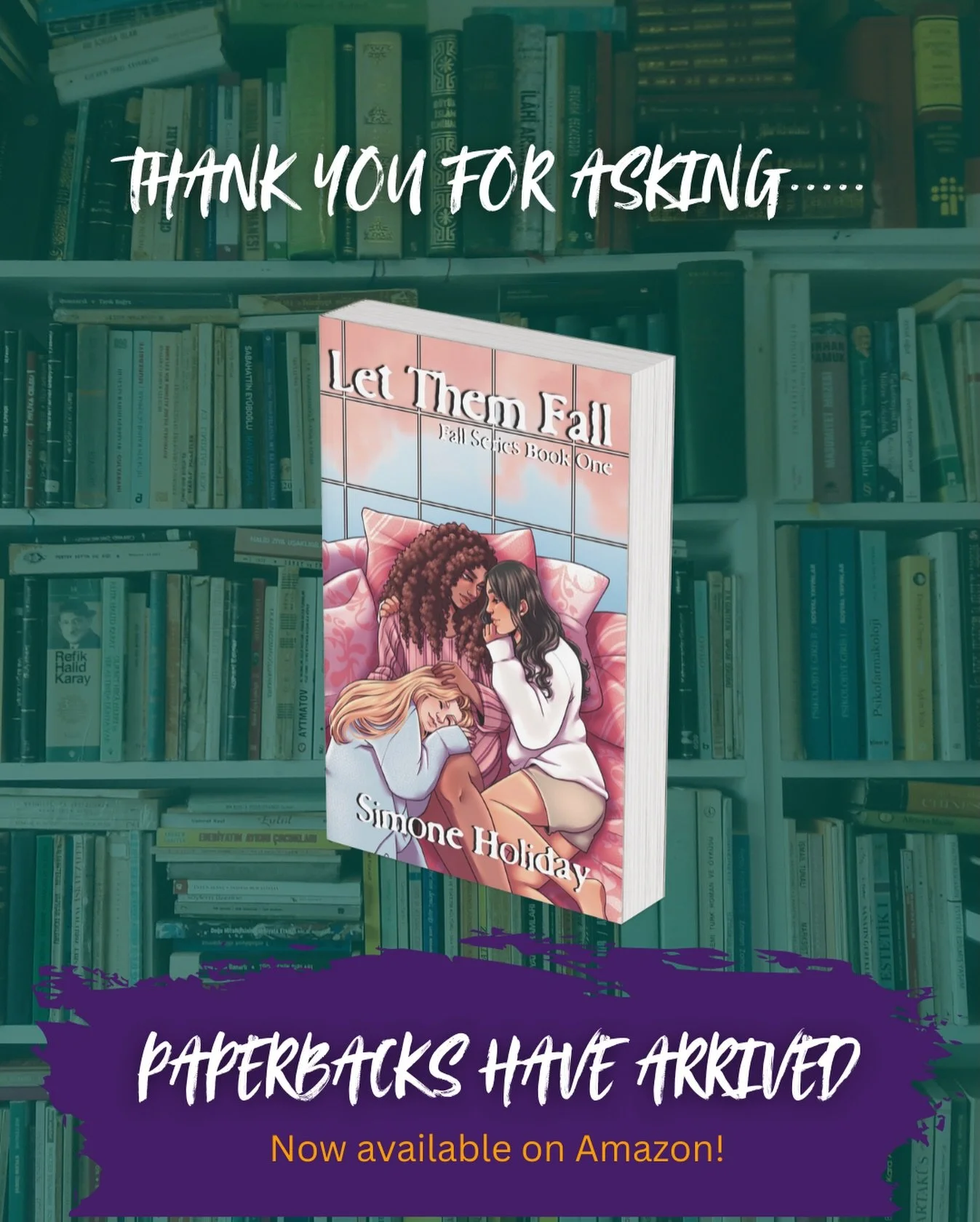 Happy 2026 folks! First post of the year and I&rsquo;m happy to be able to share some news: Let Them Fall is available in paperback! 🫶🏾
.
.
.
Beautiful cover by: @femkeneriart 
.
.
.
#wlwbooks #sapphicbooks #sapphicromance #polyromance #sapphicbook