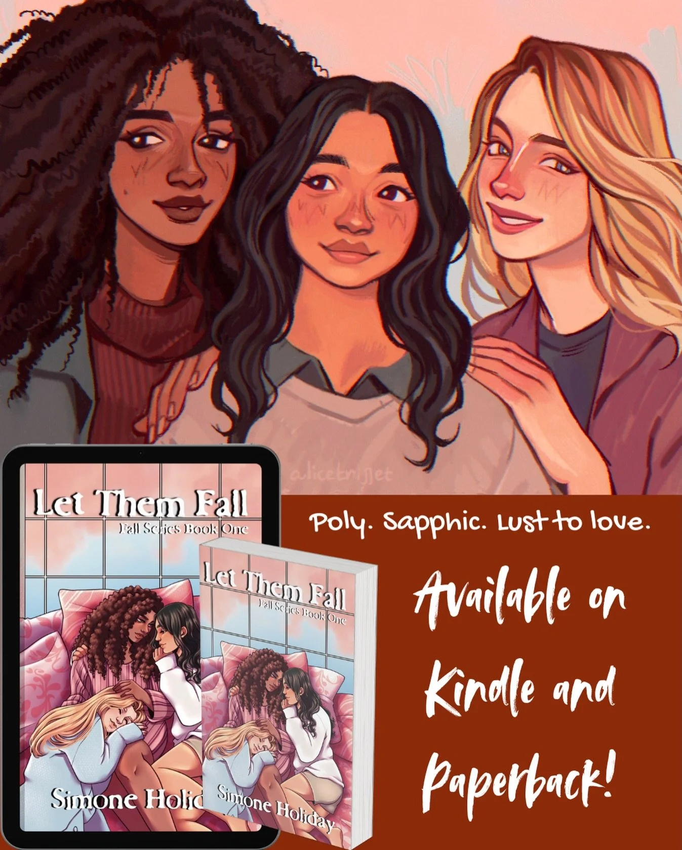 These ladies are here when you&rsquo;re ready 🫶🏾🤭
.
.
.
.Cover art by: @femkeneriart 
.Art credit: @alicetrijjet 
.
#wlwbooks #sapphicromance #sapphicbooks #sapphicbookstagram #queerromance