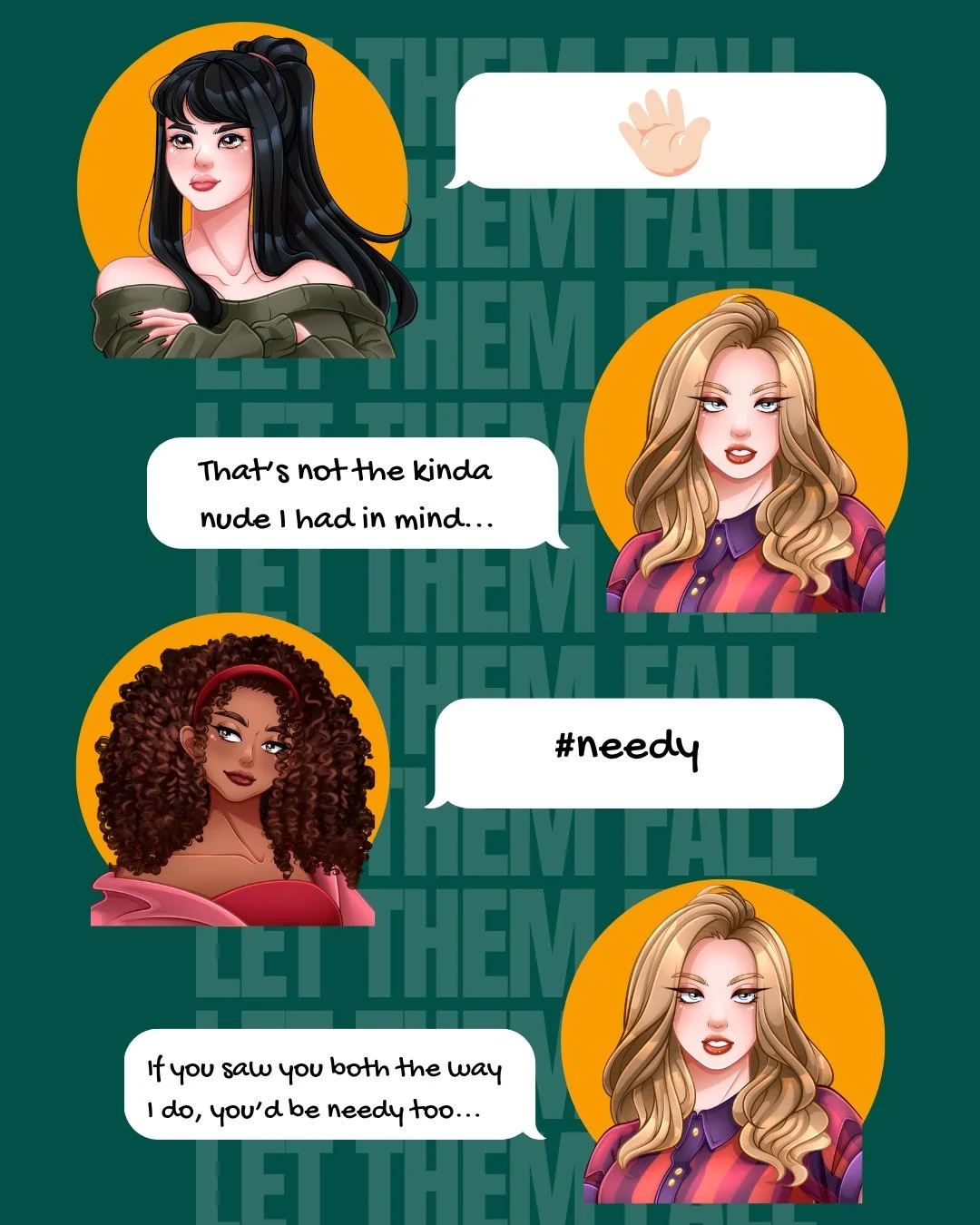 Looking for a cozy and episodic quick read? LET THEM FALL is available on Kindle and in paperback!
.
Art credits: 
@femkeneriart @smallpolar.bear @honey_pot_arts 
.
#sapphicromancebooks #sapphicbooks #queerromancebooks