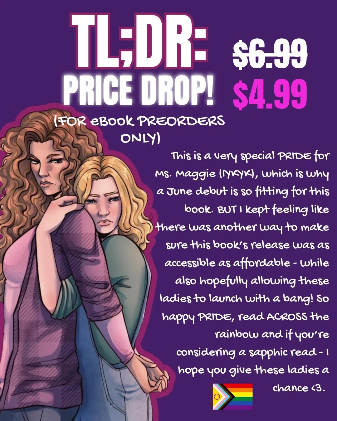 Happy (almost) Pride month! Before extra celebrations kick off just wanted to drop this update! If you were thinking of a second chance sapphic read, I&rsquo;ve got good news for you!
.
.
#sapphicbooks #sapphicromance #sapphicromancebooks #queerroman