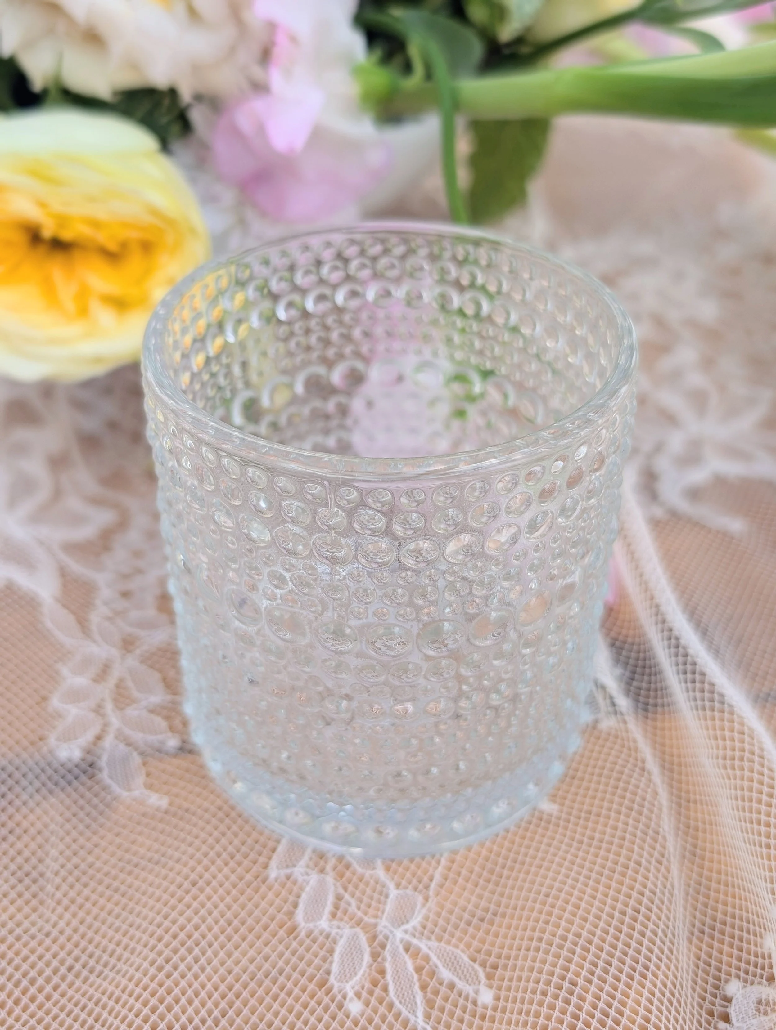 Glass tea light candle holder