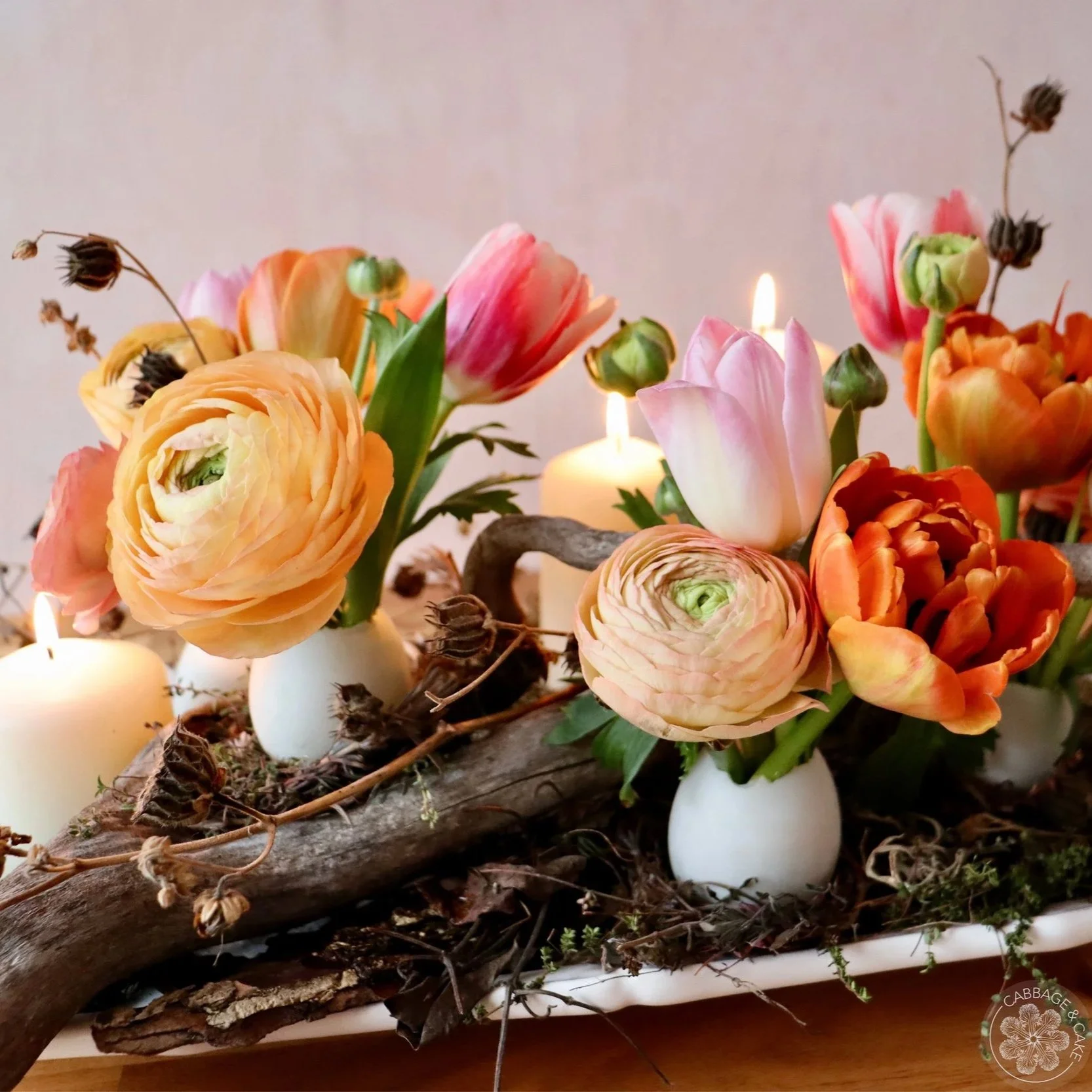 DIY EASTER CENTREPIECE WITH DUCK EGGS AND RANUNCULUS