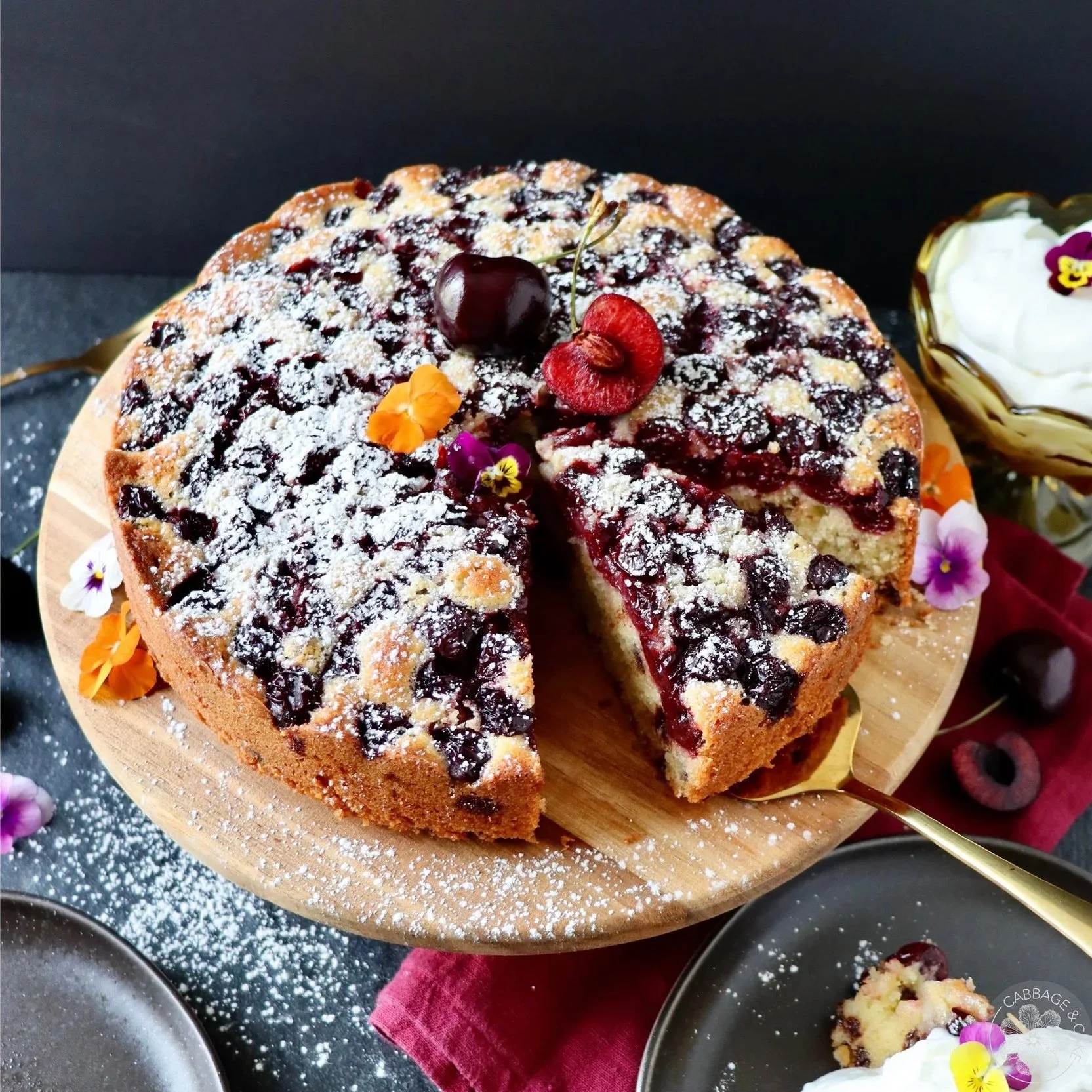 ALMOND CHERRY CAKE WITH CHOCOLATE CHIPS RECIPE