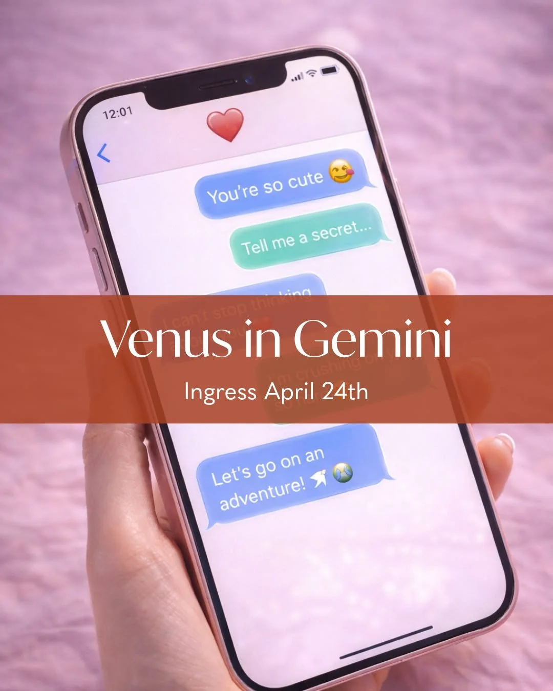 Venus Ingress into Gemini (April 24)

On April 24, Venus enters Gemini, and love stops being heavy.
It gets curious.

Venus is how we love, what we crave, what we&rsquo;re drawn to&hellip;
and in Gemini, Venus wants one thing: mental stimulation.

Ve