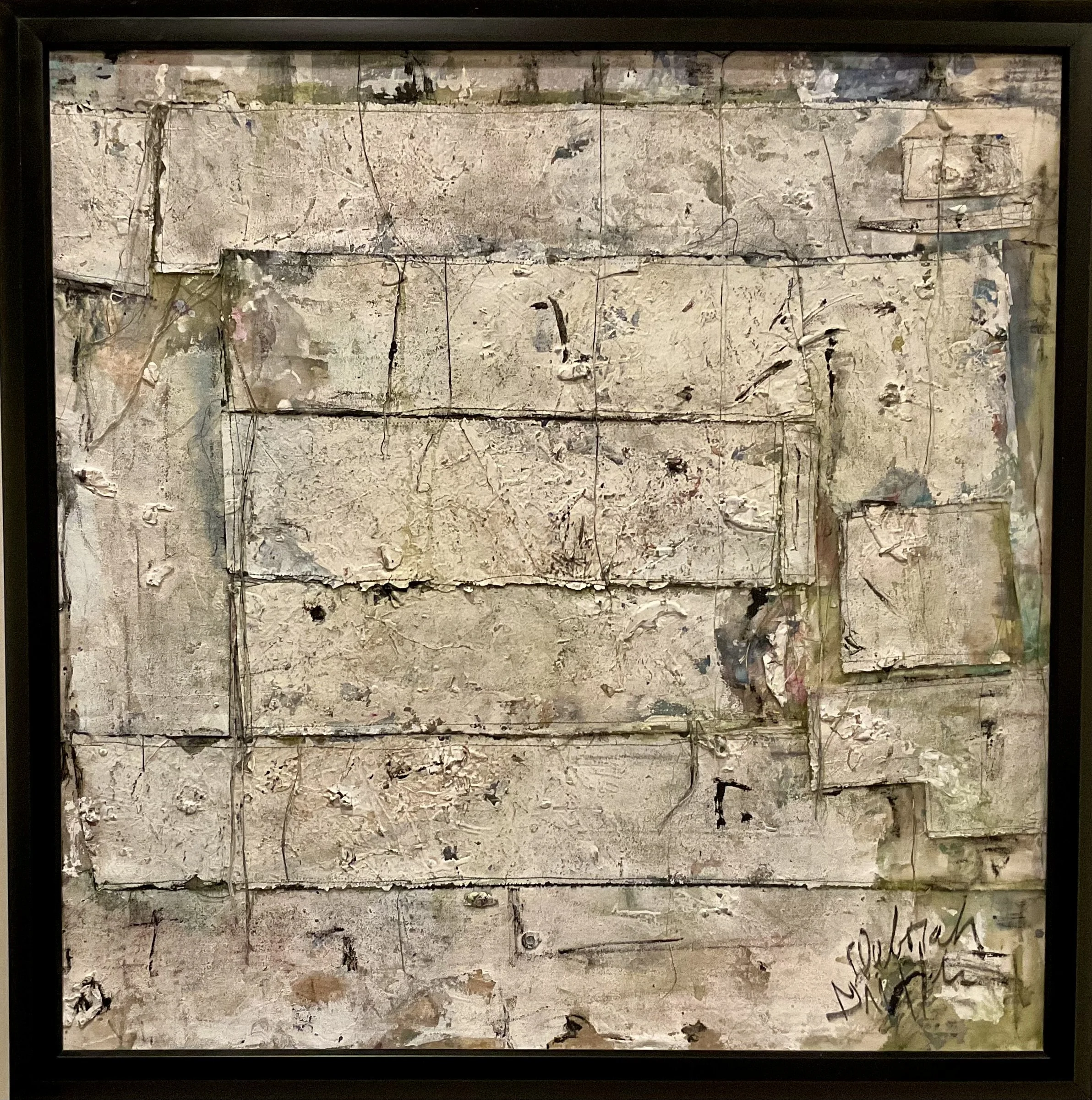  "Archeology"  
 Fiber  
Painted and sewn aged canvas pieces