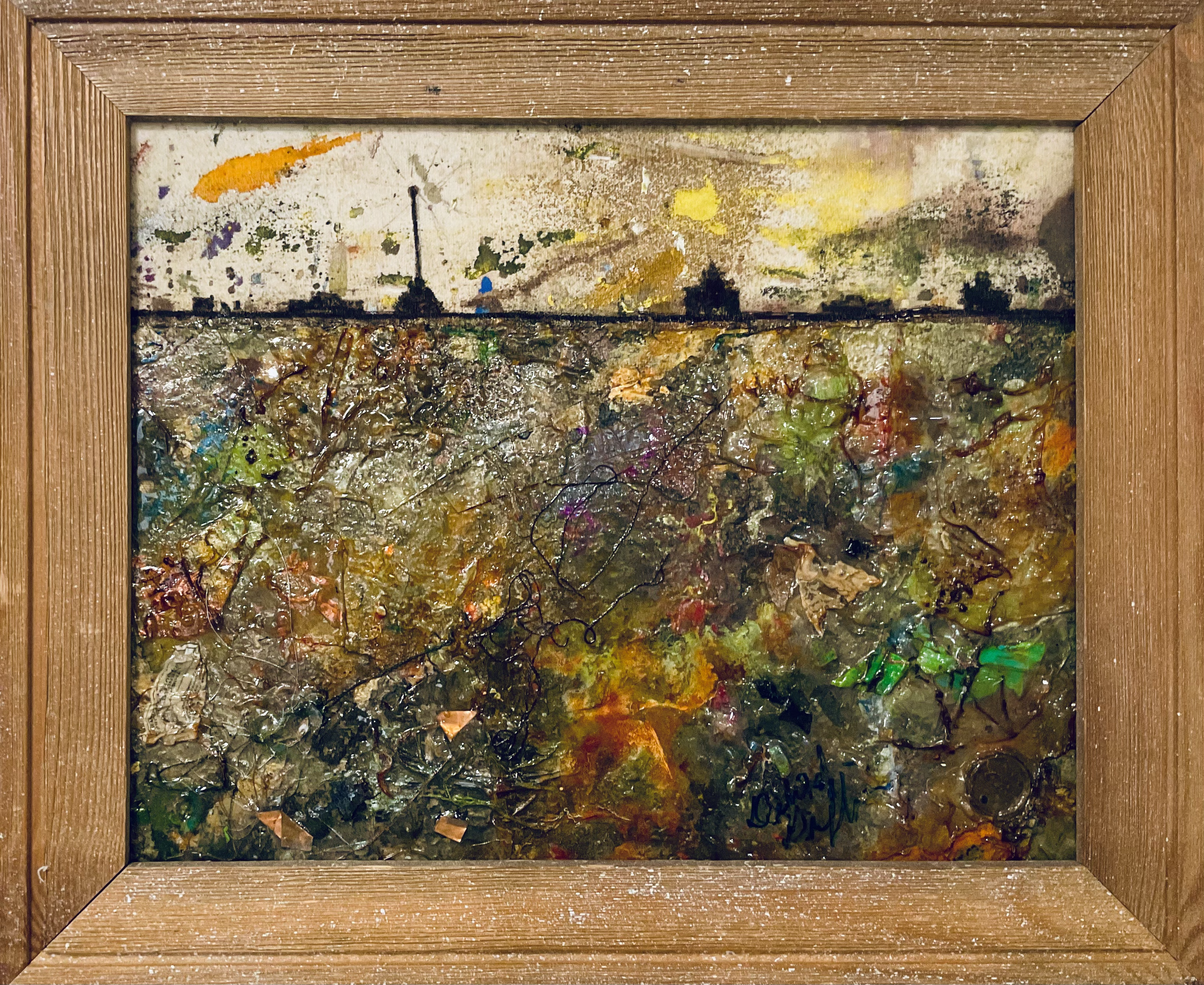  "Toxic Waste"  
 Assemblage  
Acrylic painting and melted trash on canvas