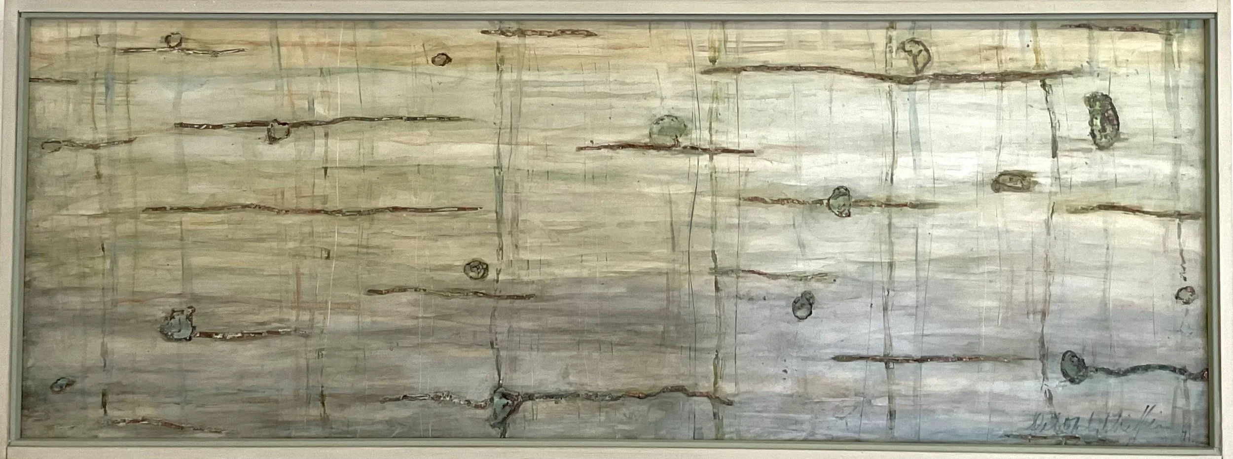  "Vice President Two"  
 Paintings  
Dyes, oxidized copper and leafing on venetian plaster