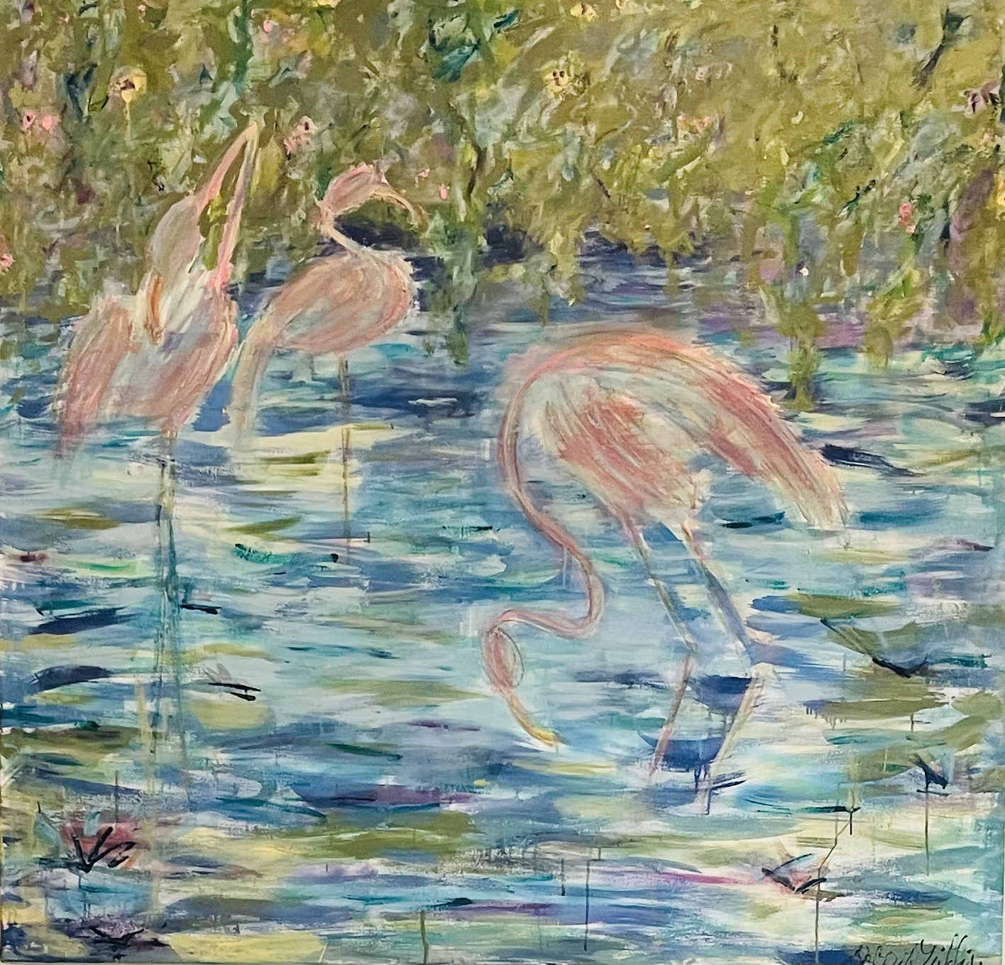 "Flamingo Bingo
"  
 Painting  
Acrylics