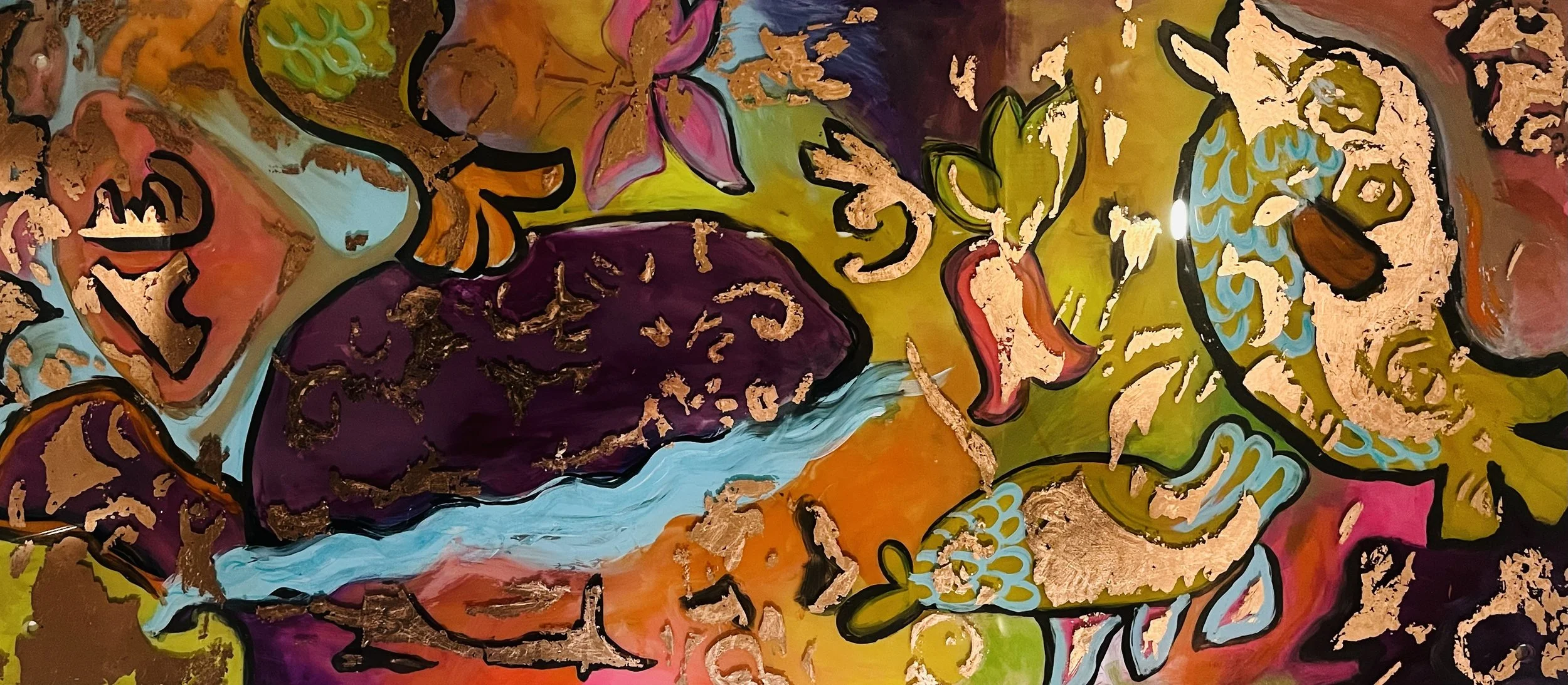  "Moby Dick"  
 Paintings  
Reverse painting on glass with copper leafing