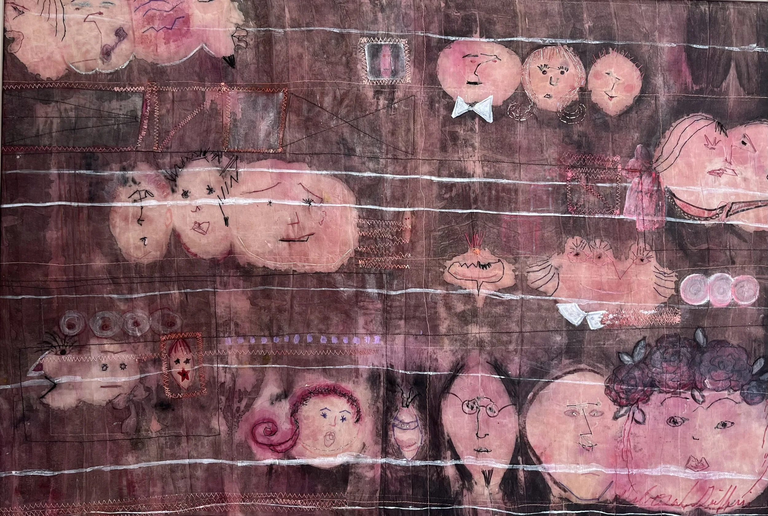  "Who Are These People?"  
 Fiber  
Dyes and bleach on silk with machine and hand sewing