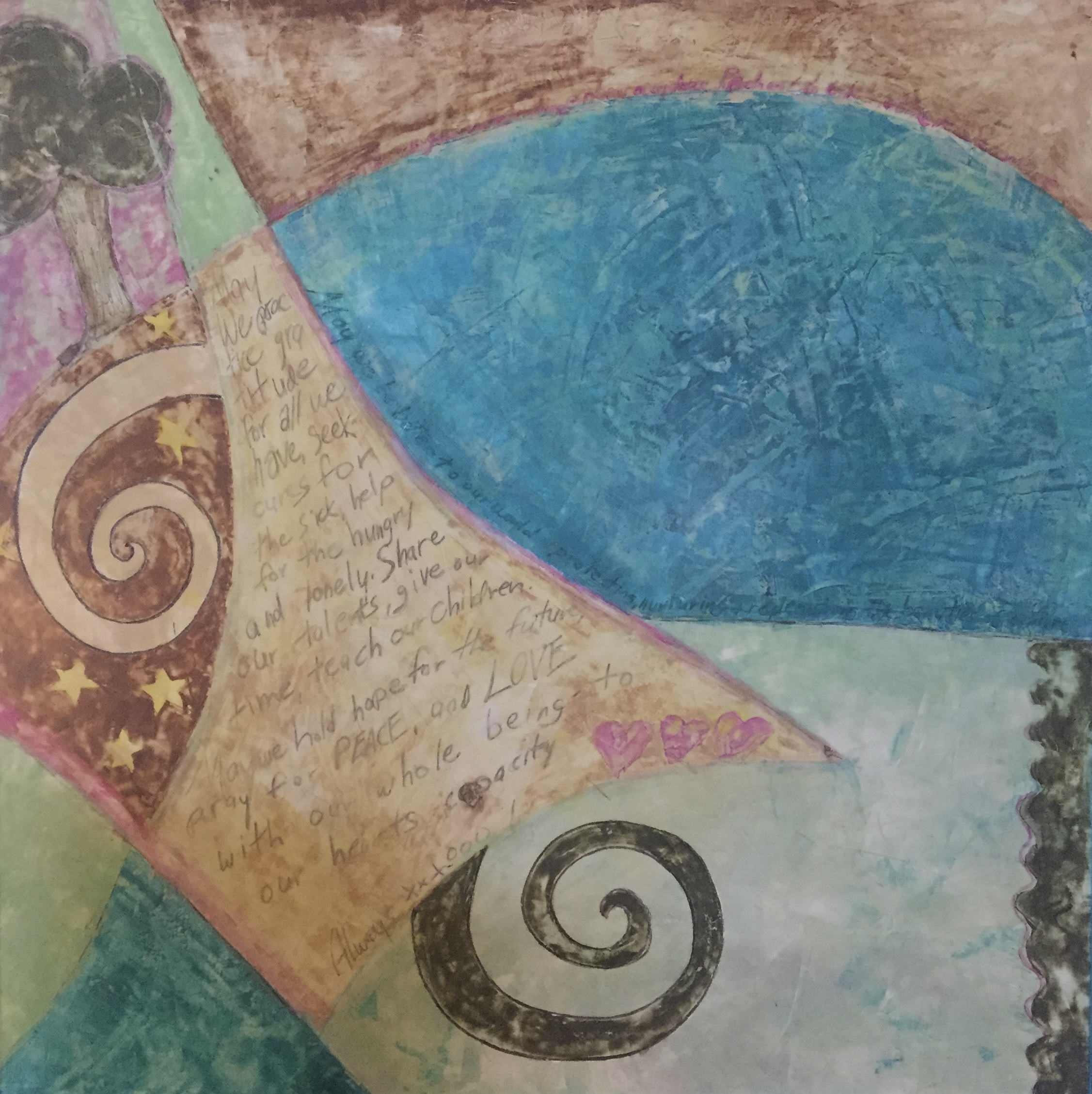  "Do Unto Others"  
 Paintings  
Acrylics, dyes, and inks on venetian plaster