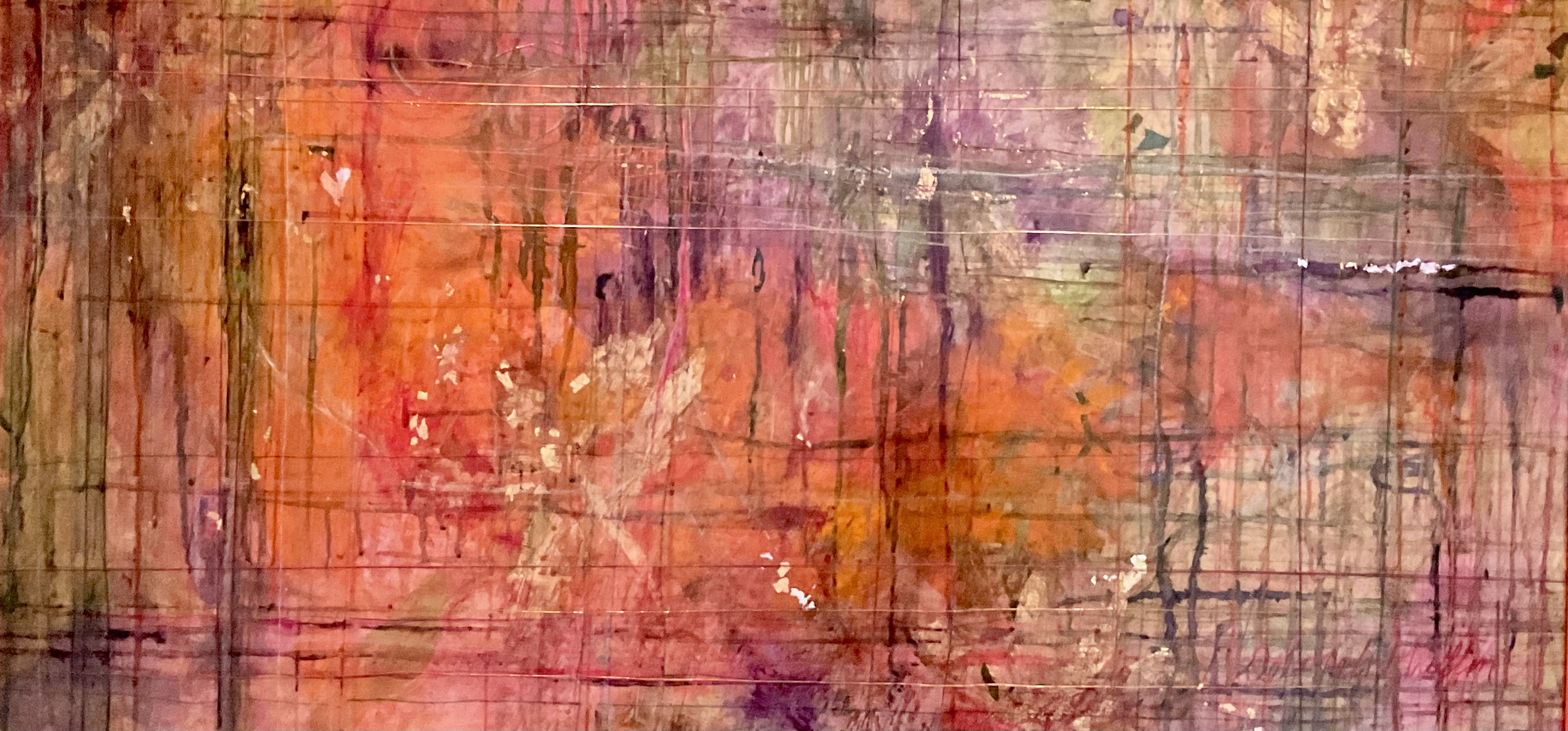  "Solar Eclipse"  
 Paintings  
Dyes, ink and thread on venetian plaster