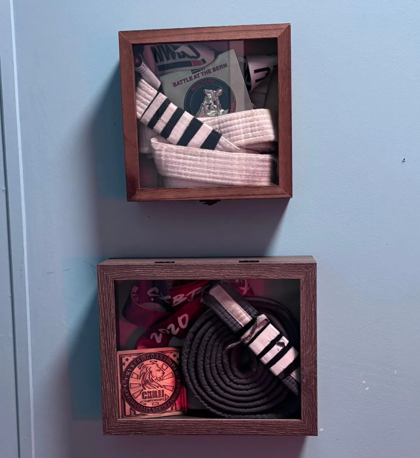 One of our parents made this cool shadow box for their son Jacob&rsquo;s belt progression. We are so proud of you Jacob and all the growth, dedication and improvement you have shown  not just in jiu jitsu but in Muay Thai as well! Keep up the motivat