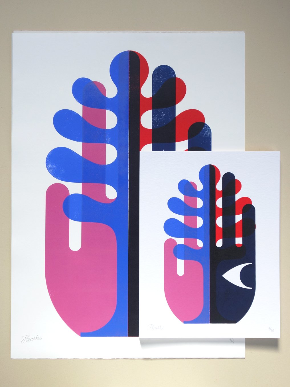 Estampe Main Fougère, Rose