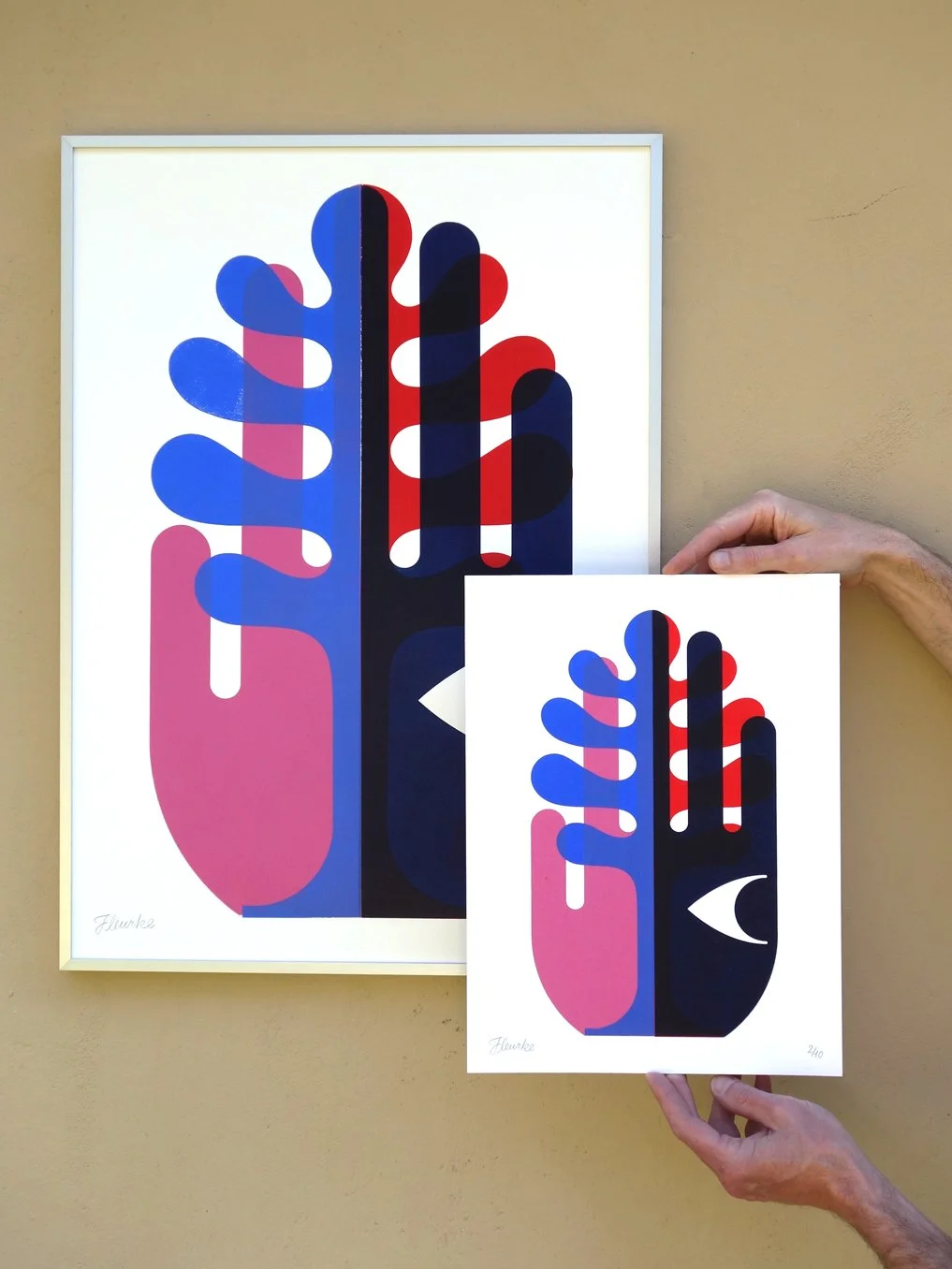 Estampe Main Fougère, Rose